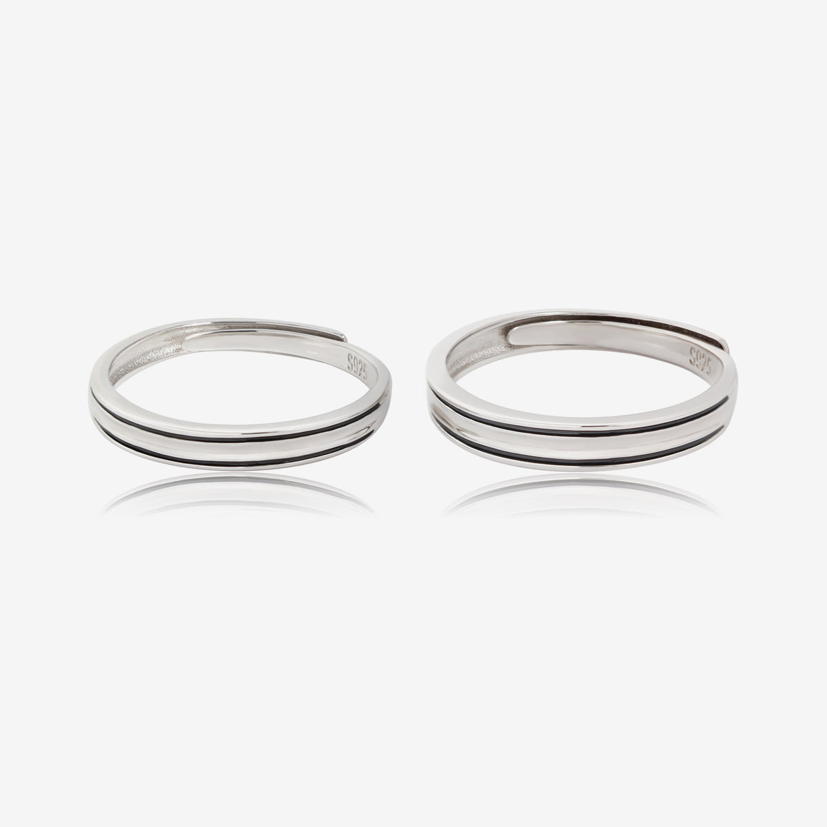 Black Lines Couples' Rings
