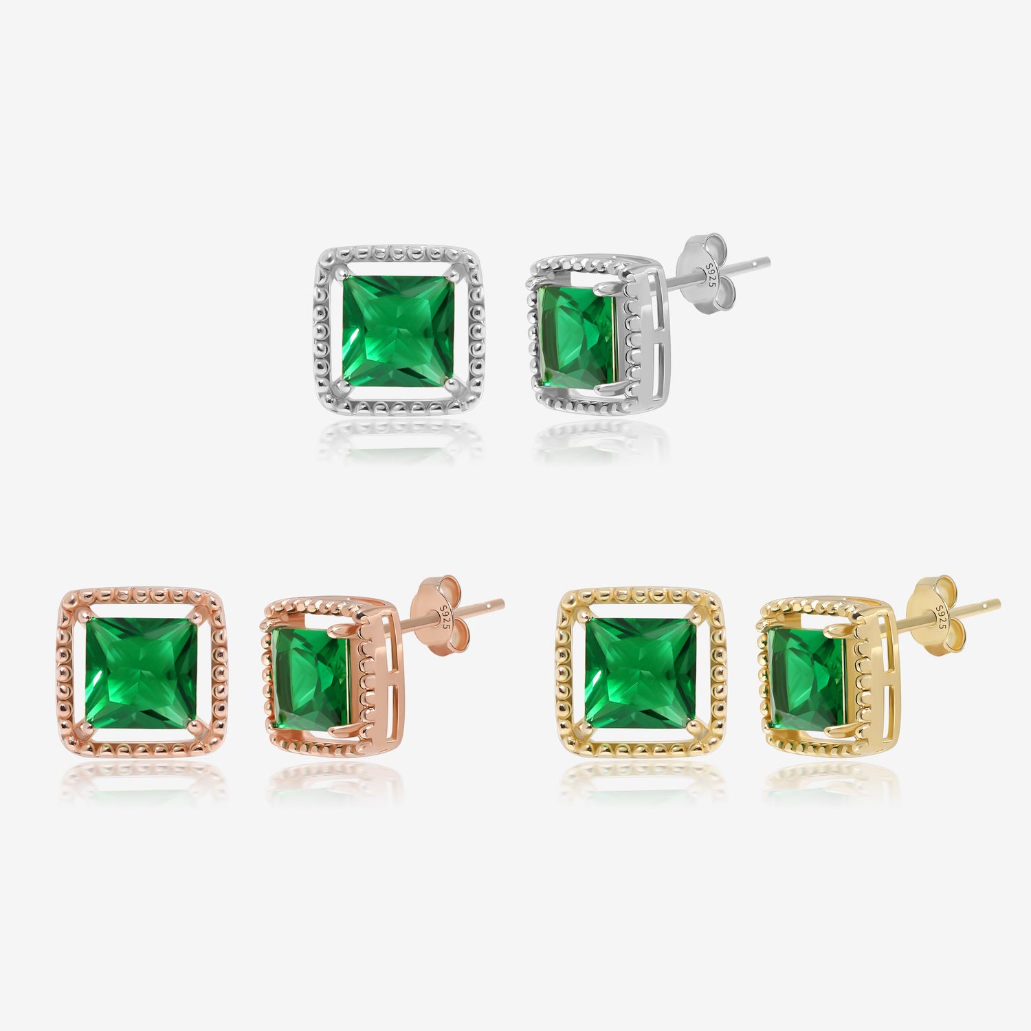 Tiny Square Emerald Earrings