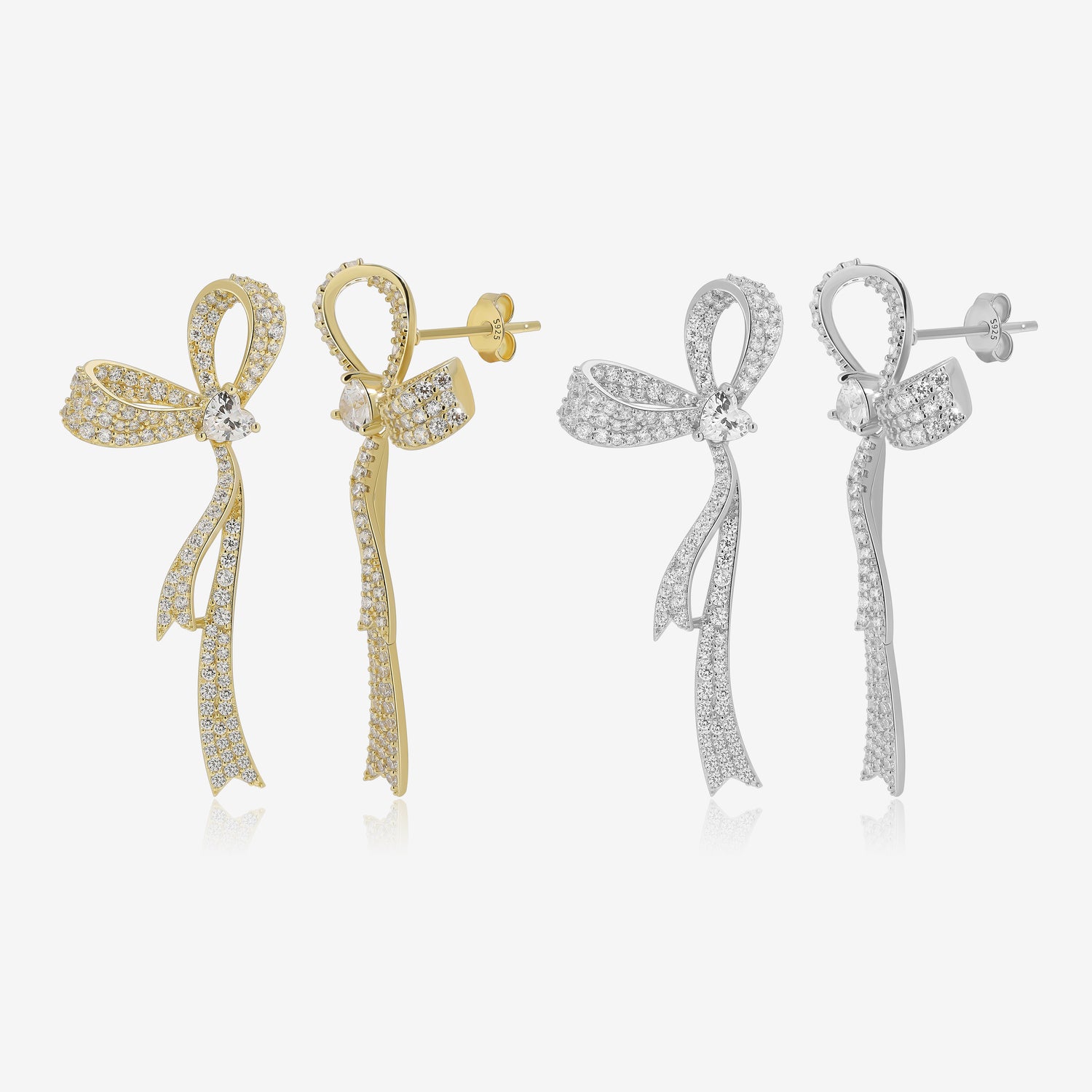 Sparkling Heart Bow Earrings