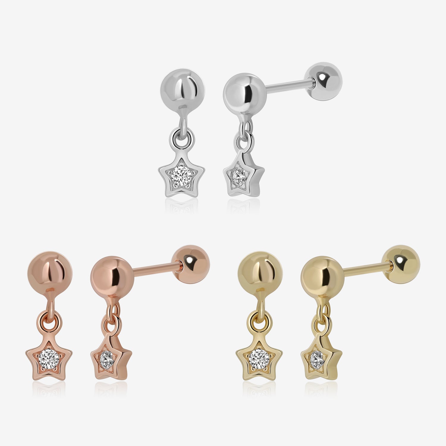 Dazzling Star Dangle Screw Back Earrings
