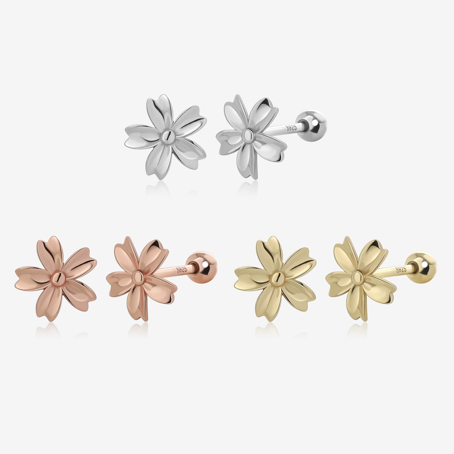 Floral Charm Screw Back Earrings
