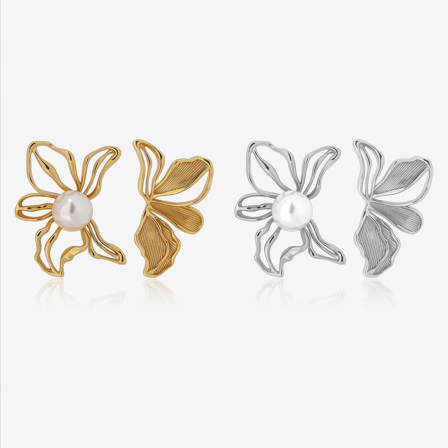 Dancing Orchid Pearl Earrings