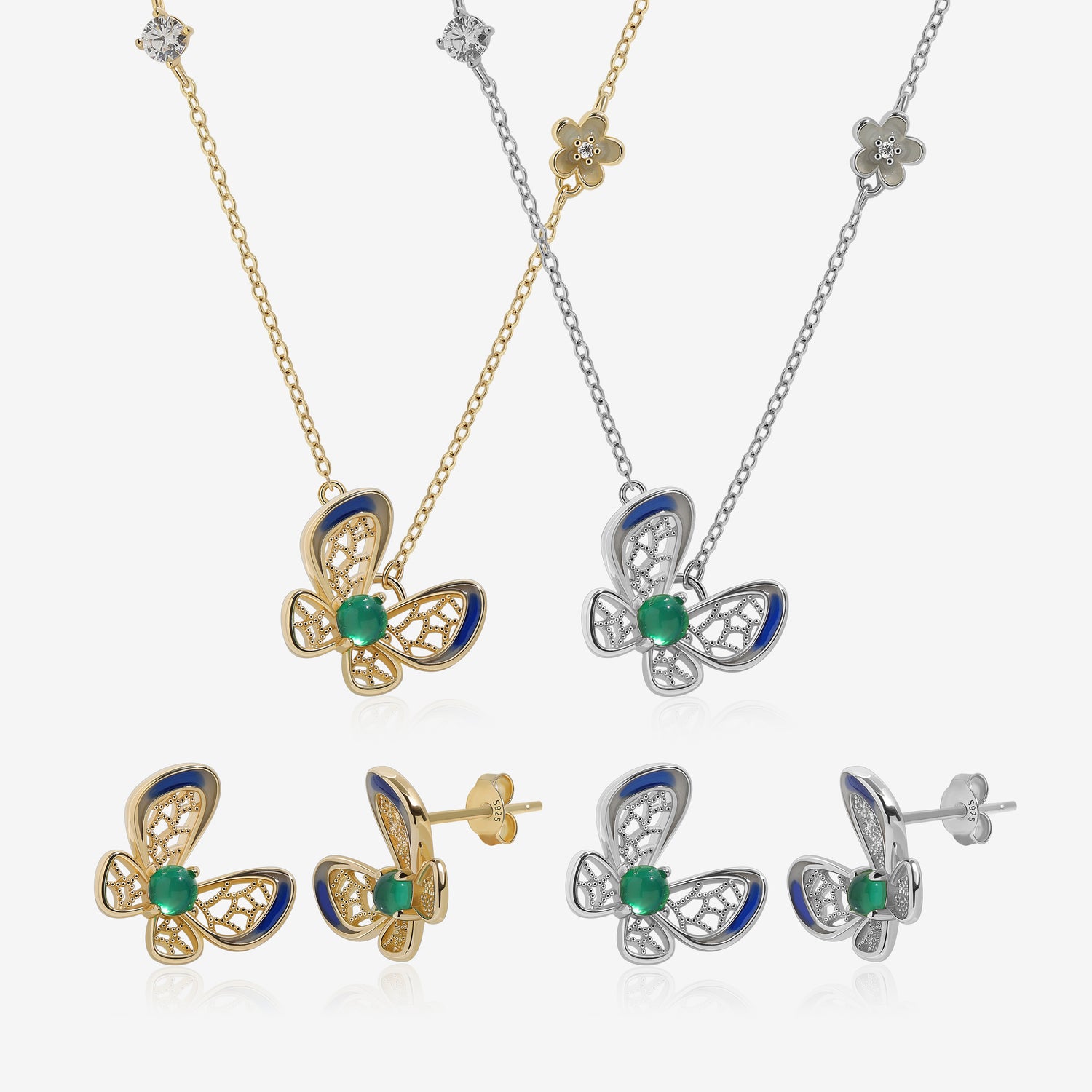 Verdant Bloom Earrings & Necklace Jewelry Set