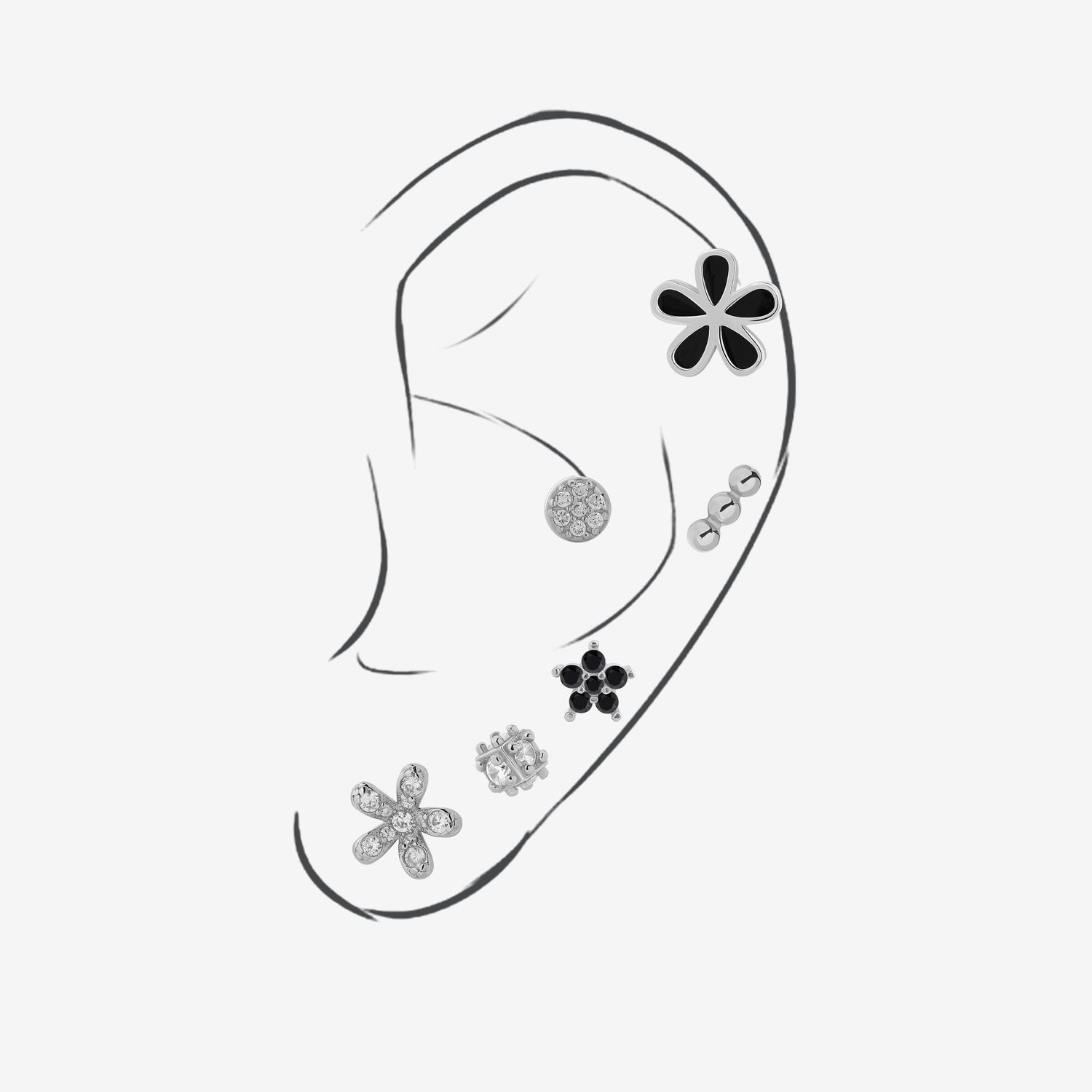 Midnight Bloom Earrings Set