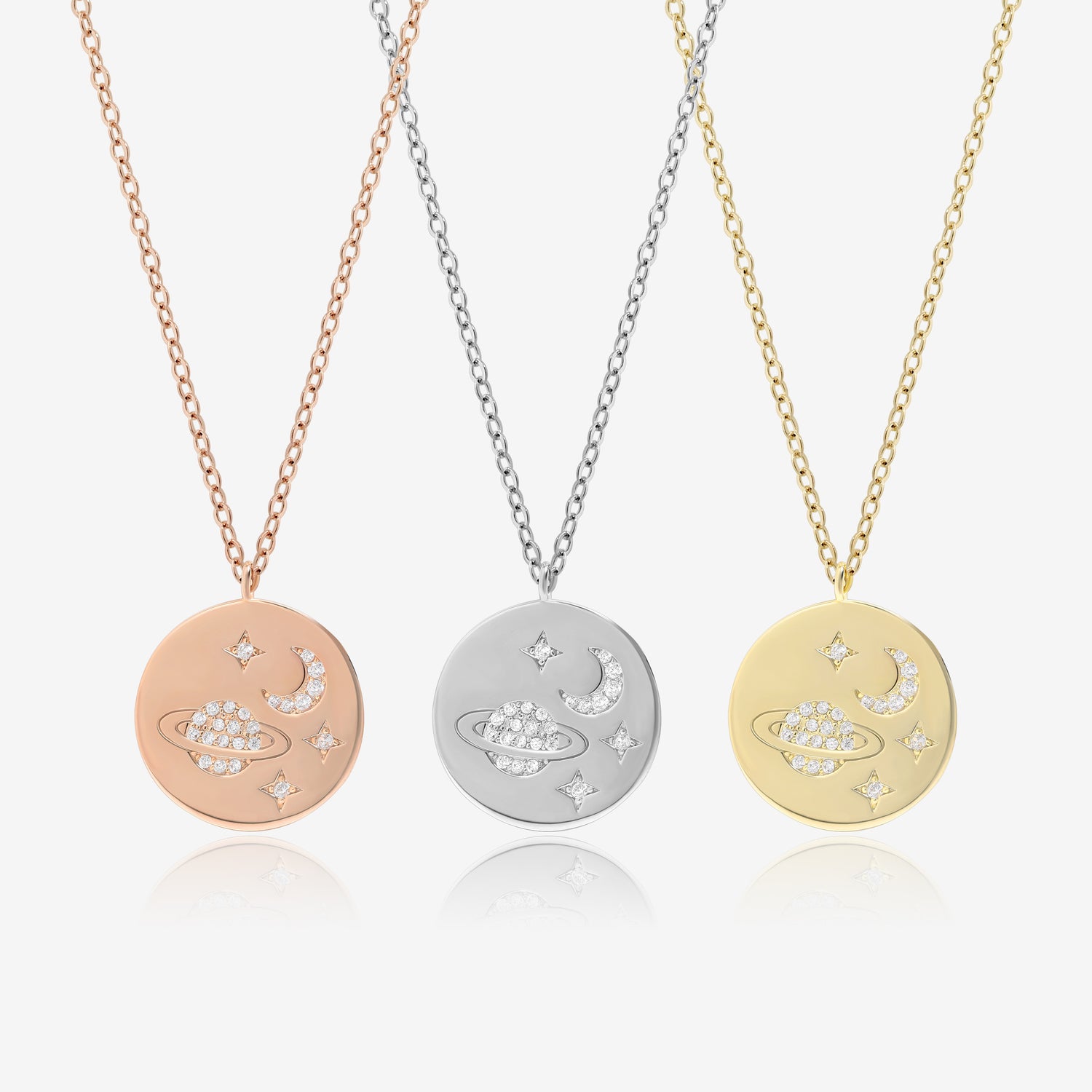 Saturn Moon Stars Necklace