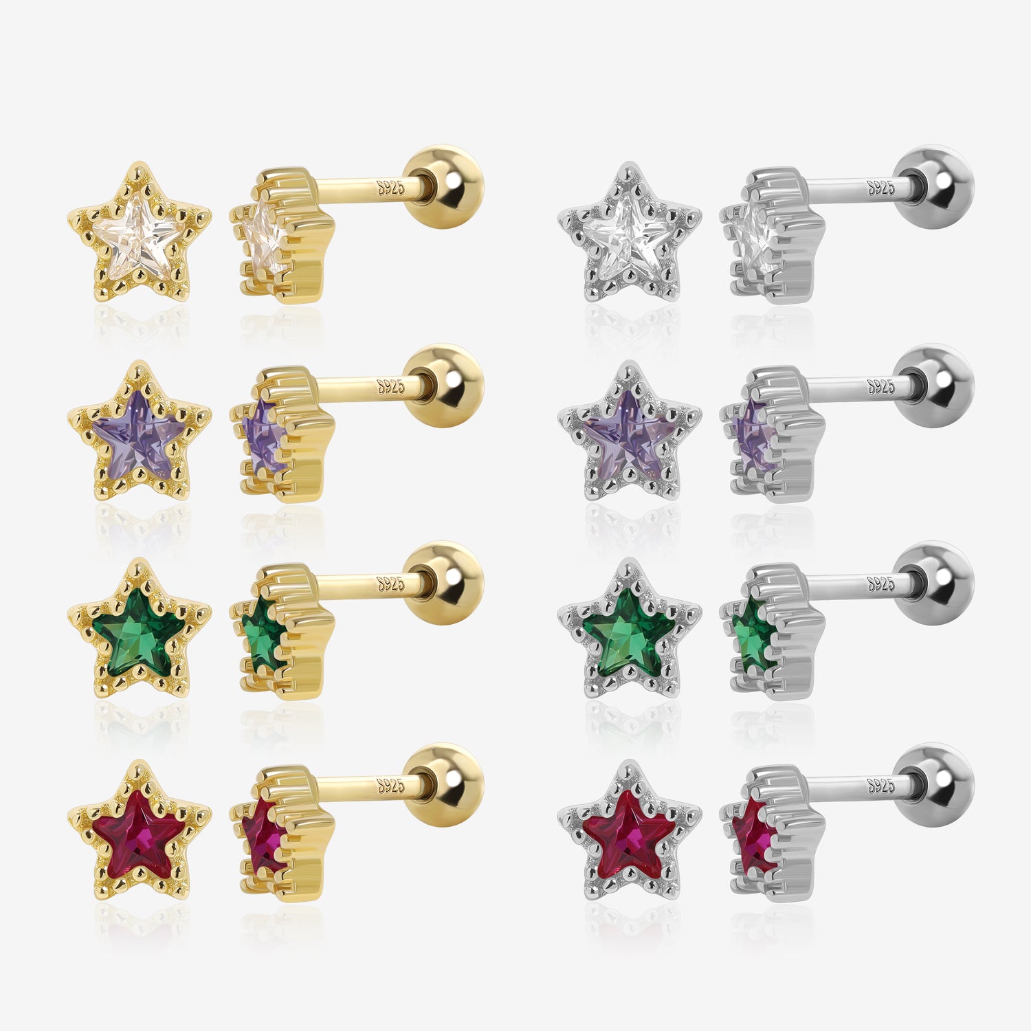Twinkling Star Screw Back Earrings