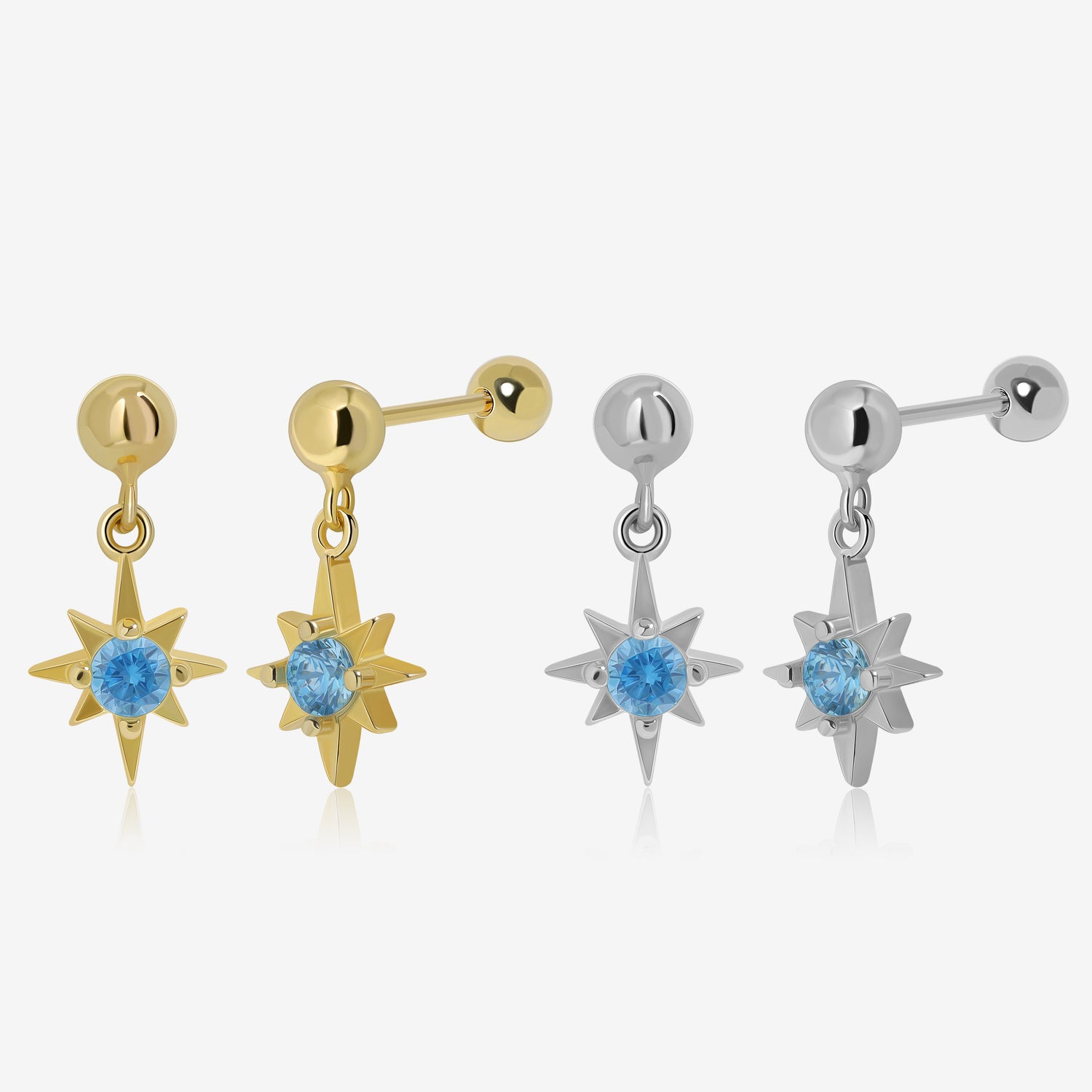 Star Dangle Screw Back Earrings