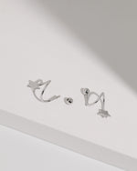 18K Solid Gold Star Spiral Screw Back Earrings shown with removable screw ball back and threaded spiral post design.