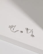 Star Spiral Screw Back Earrings in 925 sterling silver shown with removable screw ball back and threaded spiral post design.