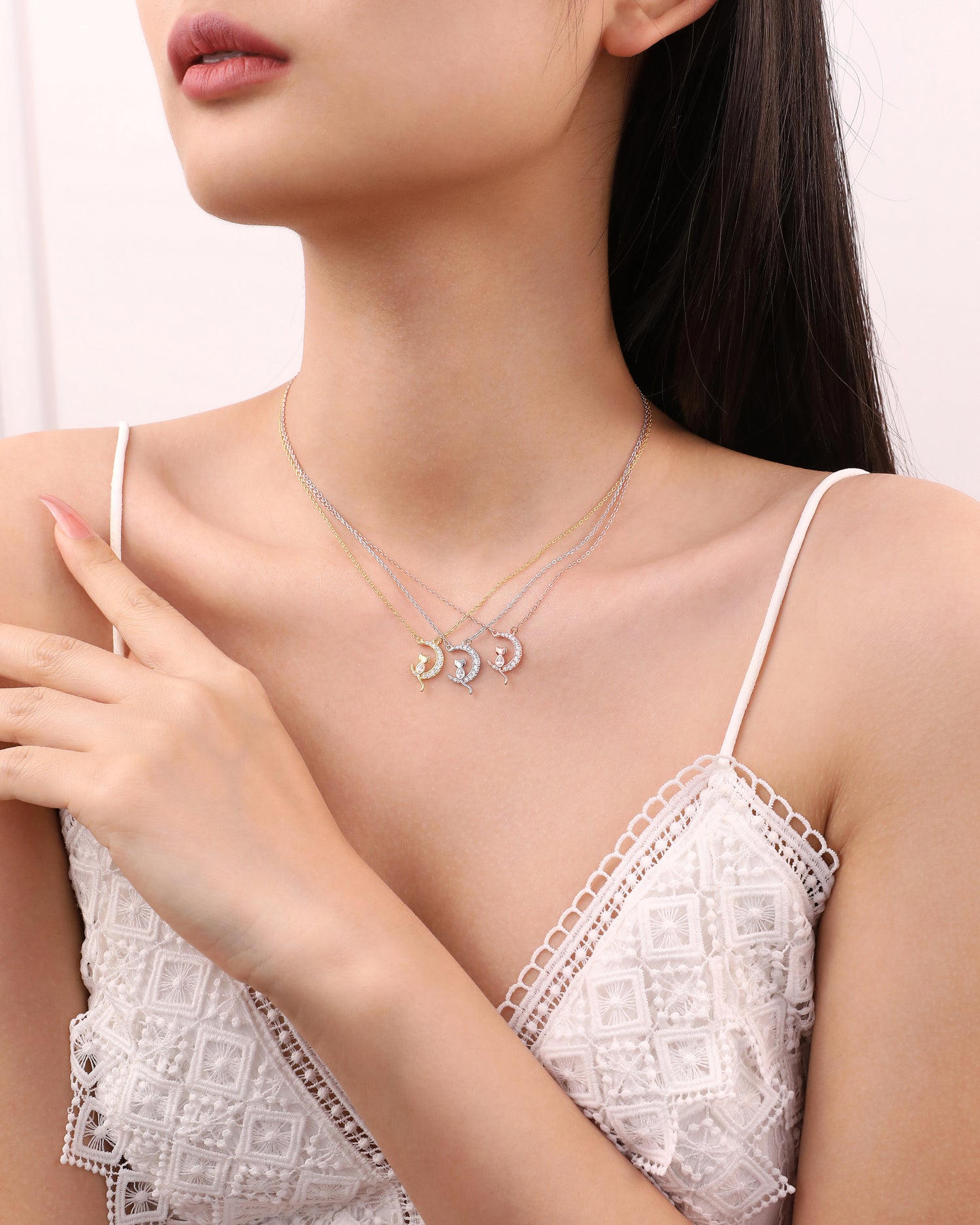 Kitty on the Moon Necklace
