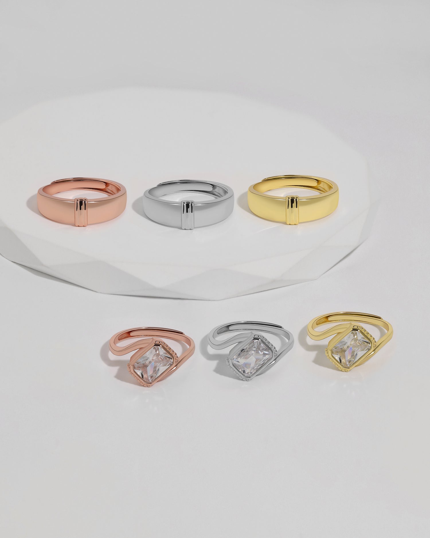 Lumina Curve Couples’ Rings (Rose Gold)