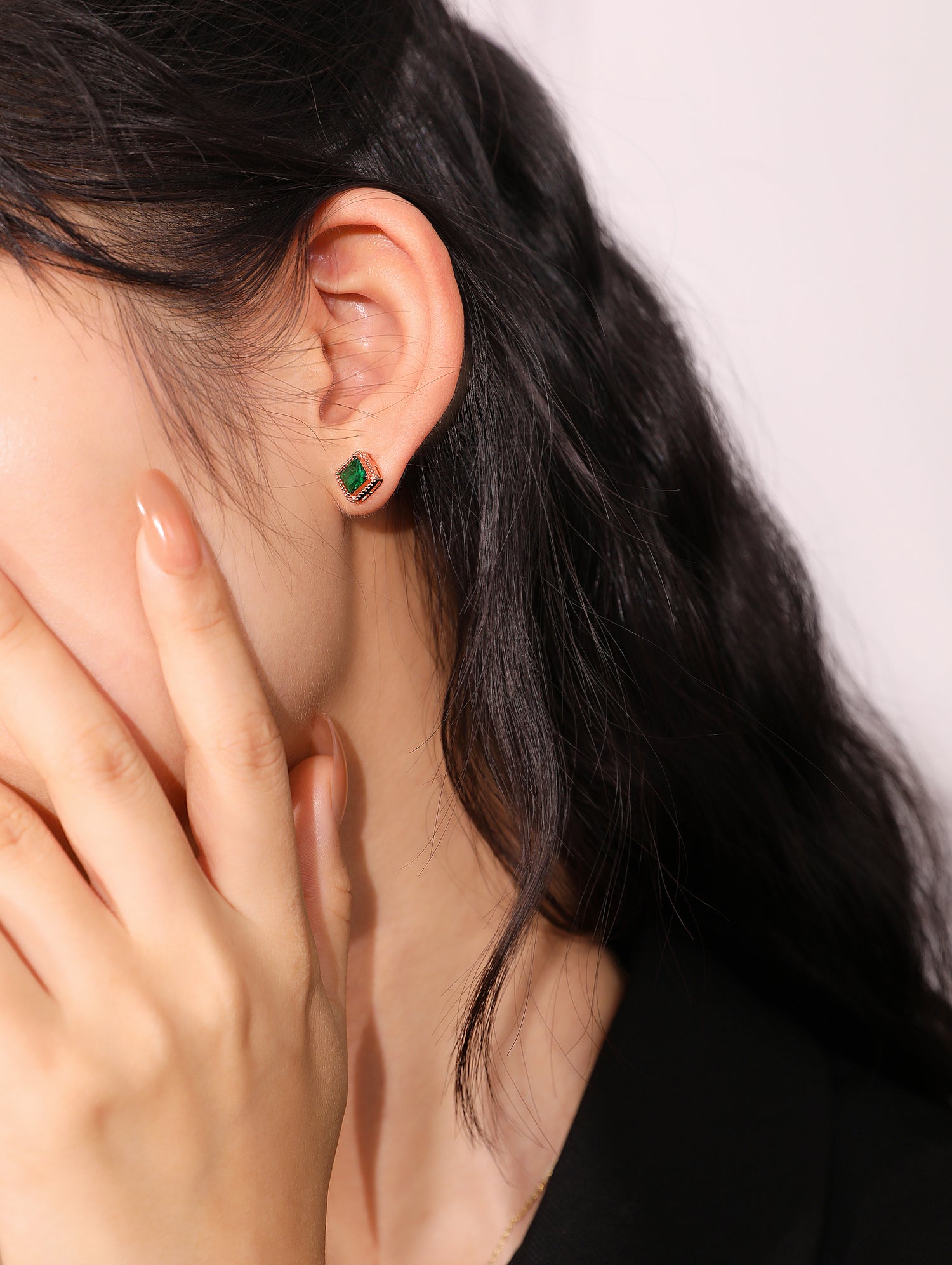 Tiny Square Emerald Earrings