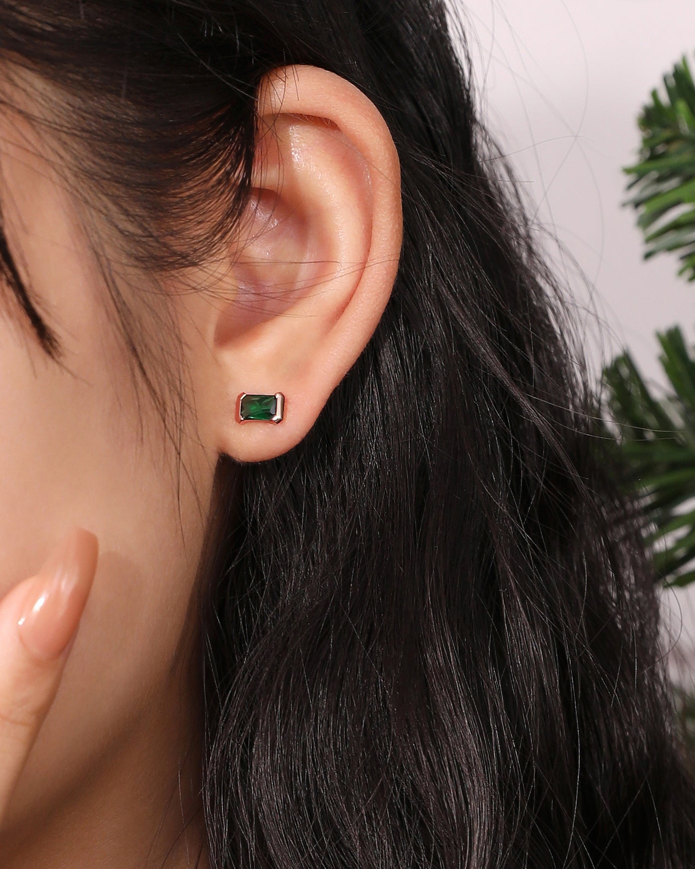 Horizontal Emerald Earrings