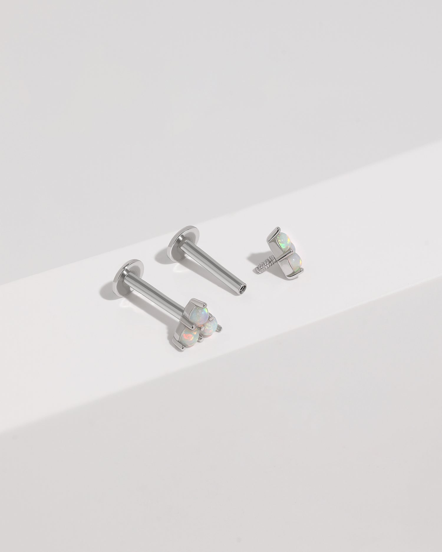 Prism Opal Triangle Screw Back Earrings