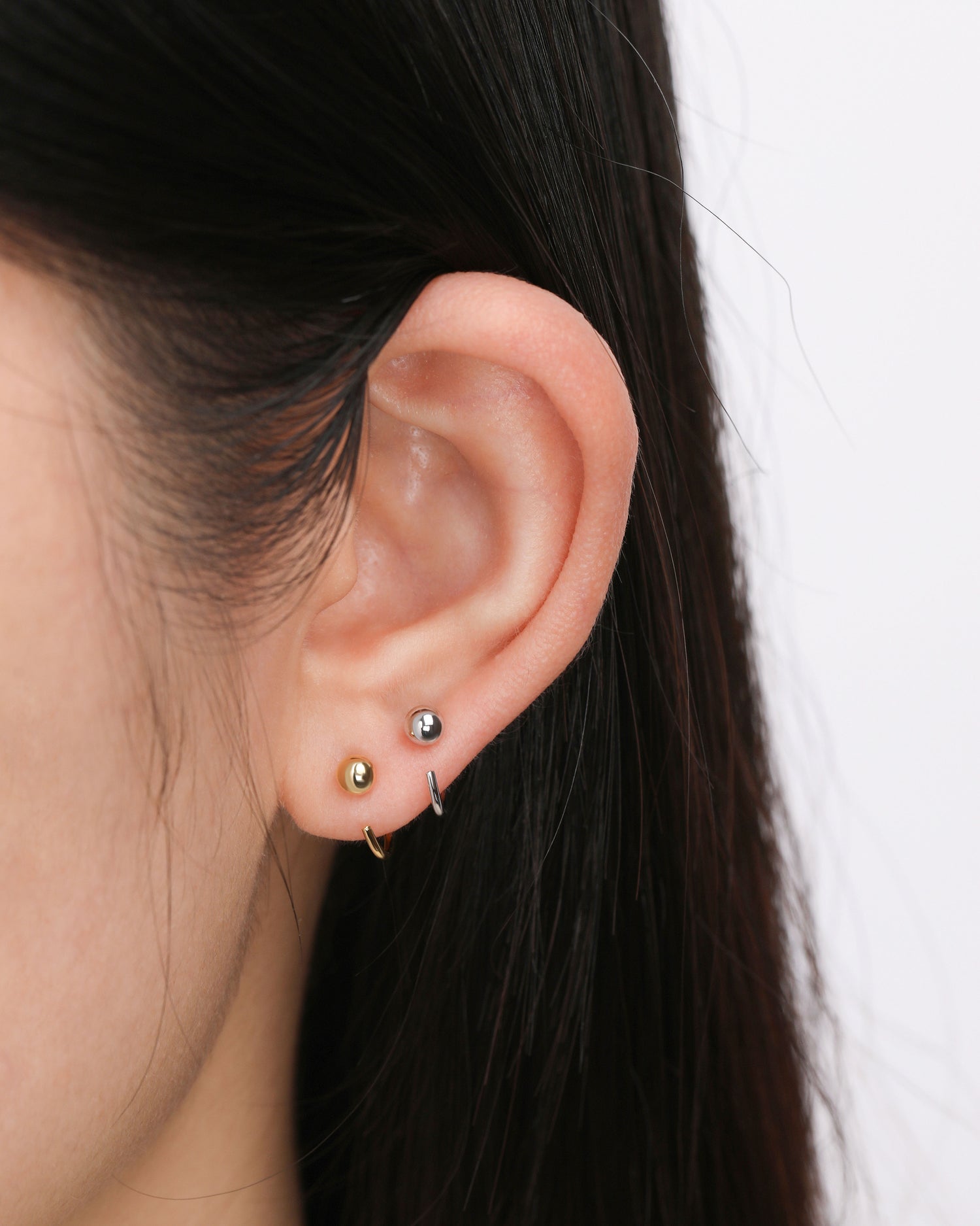 Mini Ball Huggie Hoop Earrings in Solid Gold