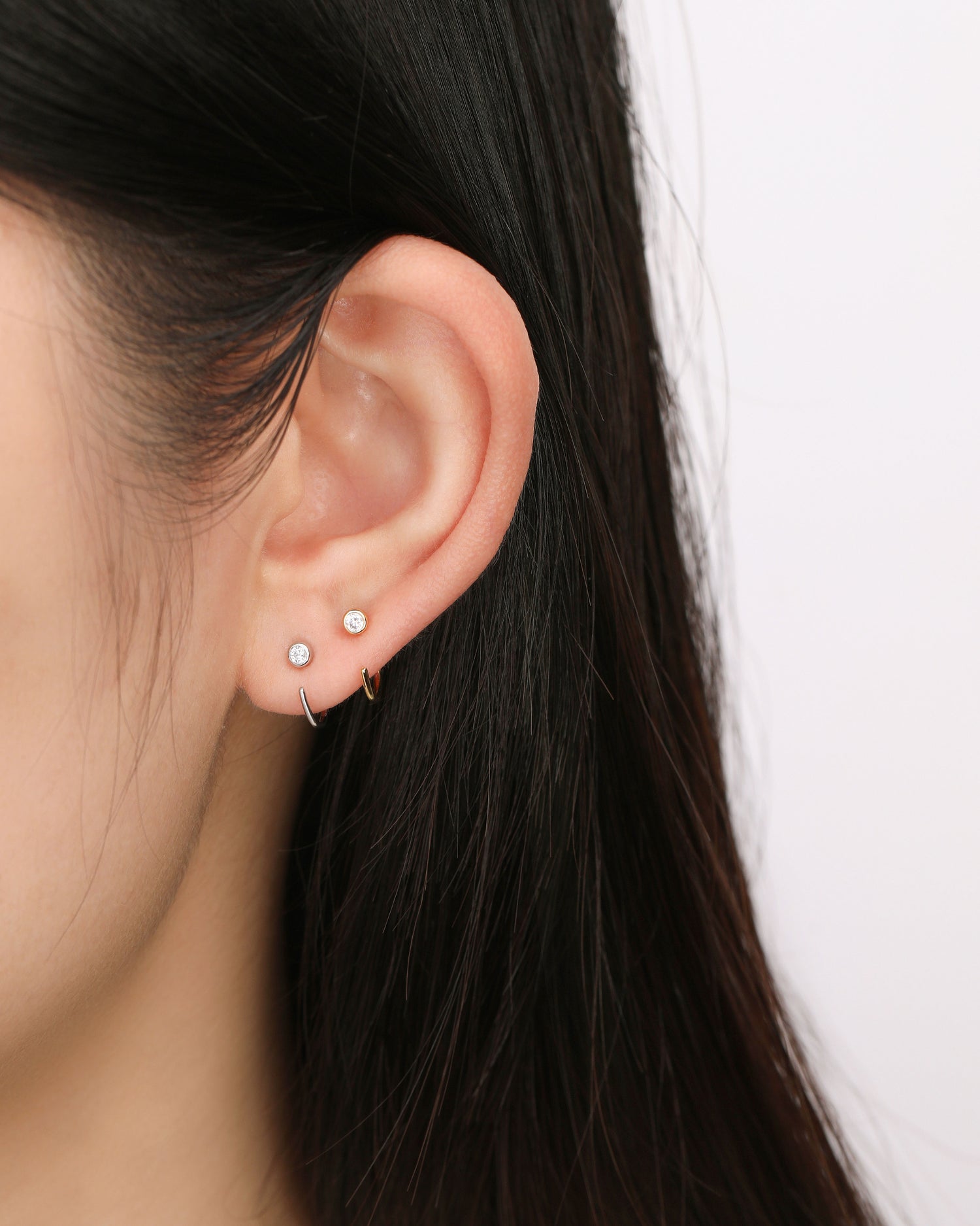Sparkle Huggie Hoop Earrings in Solid Gold