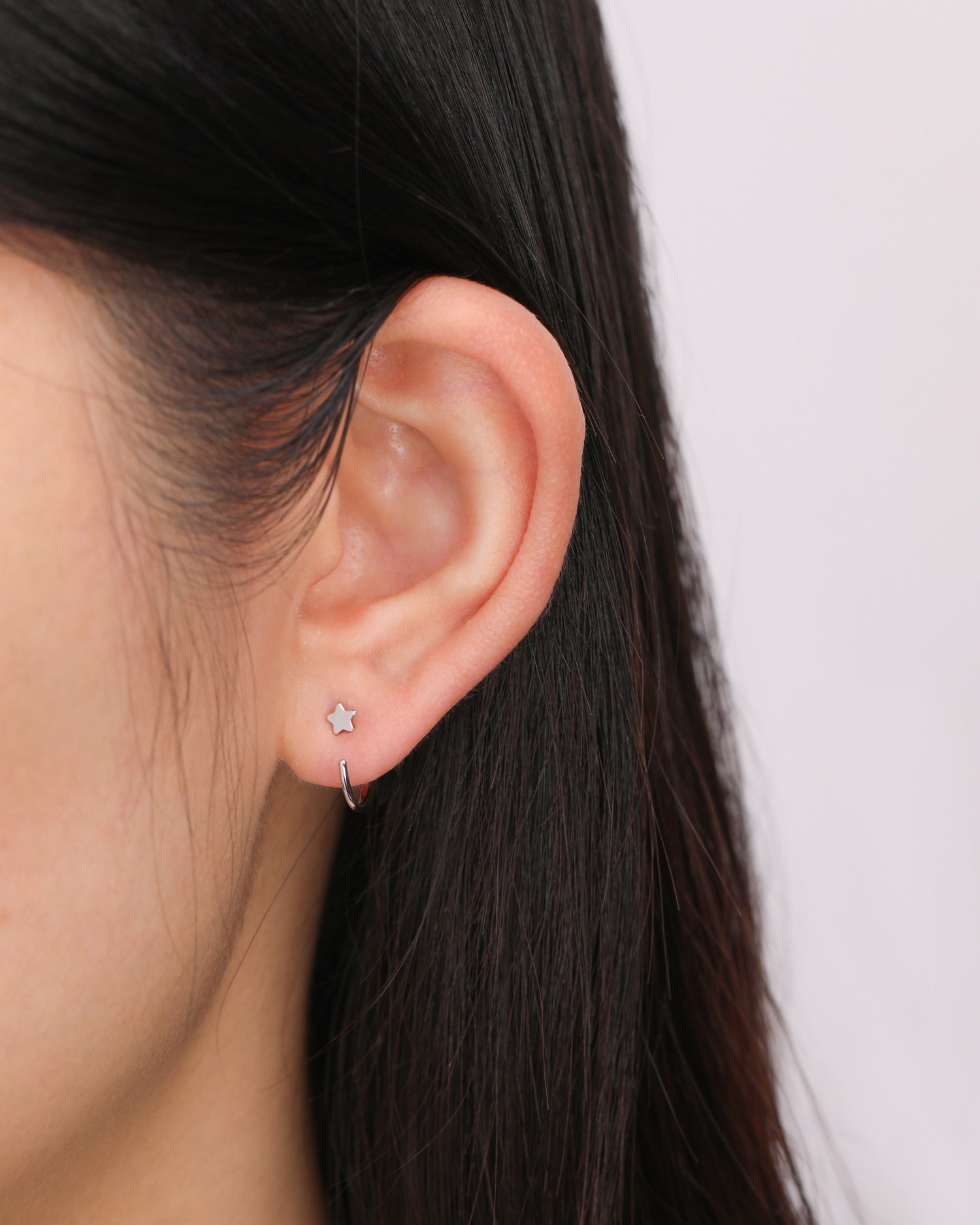 Star Huggie Hoop Earrings in Solid Gold