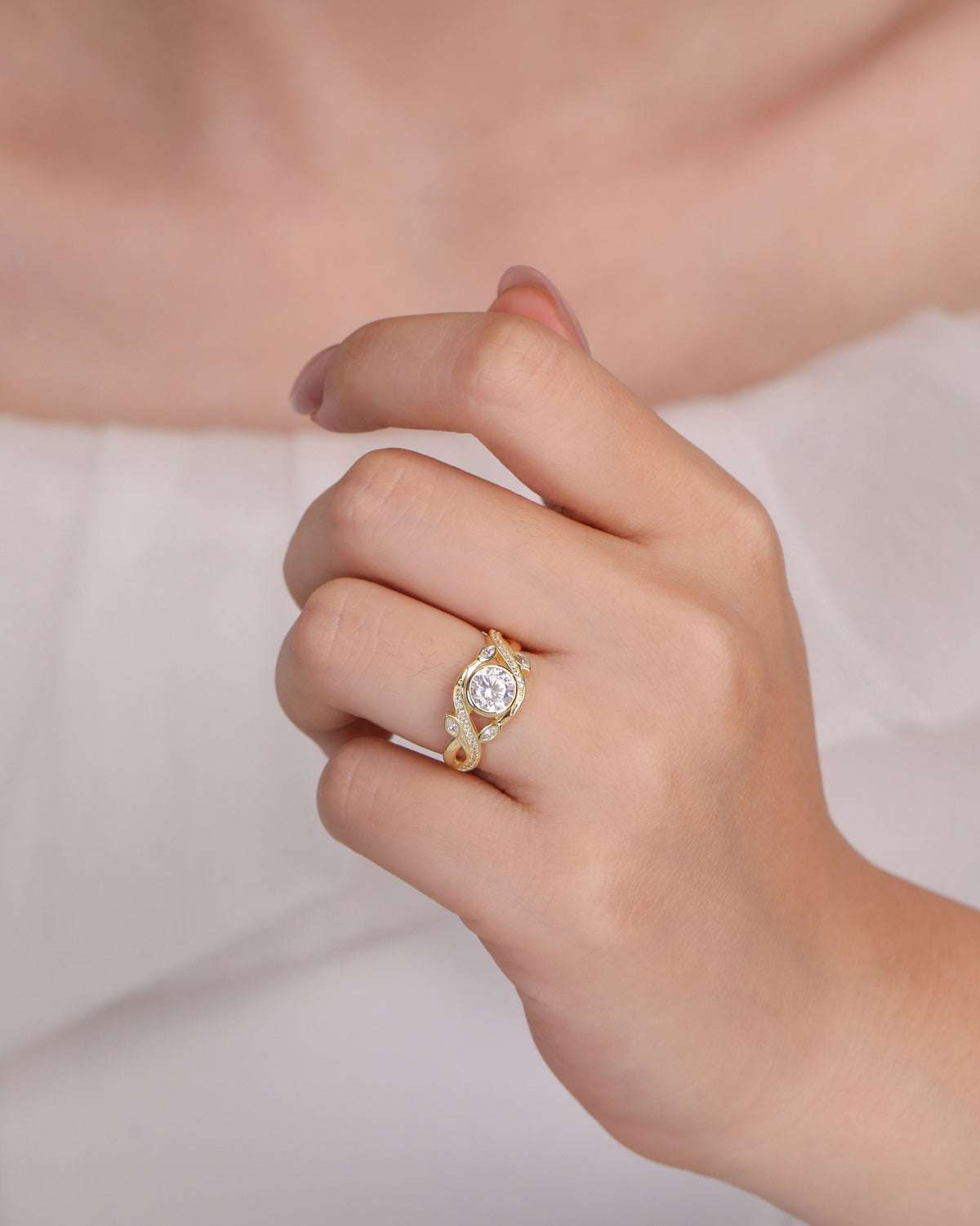 Leaf Halo Ring