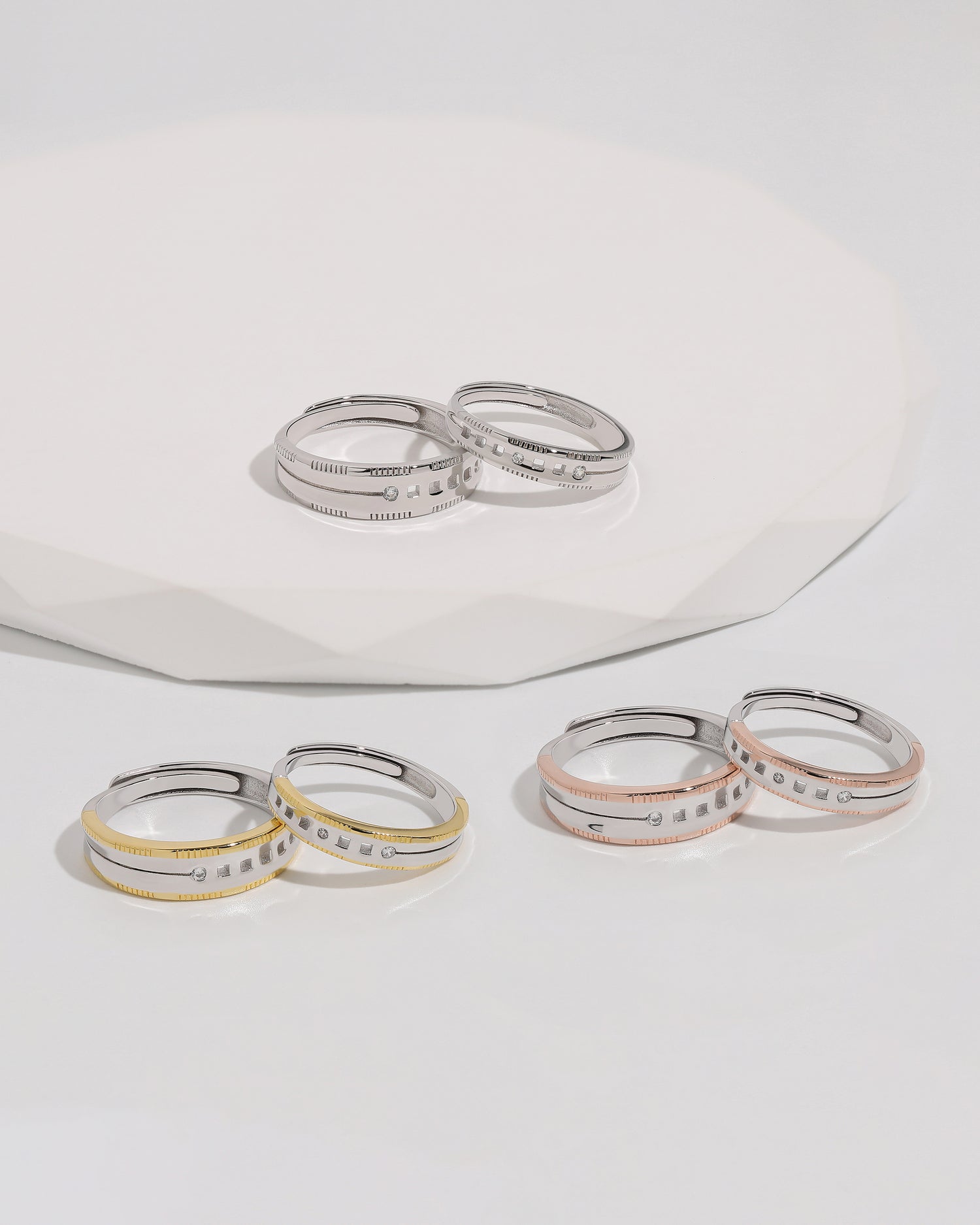Parallel Hearts Couples’ Rings (Rose Gold)
