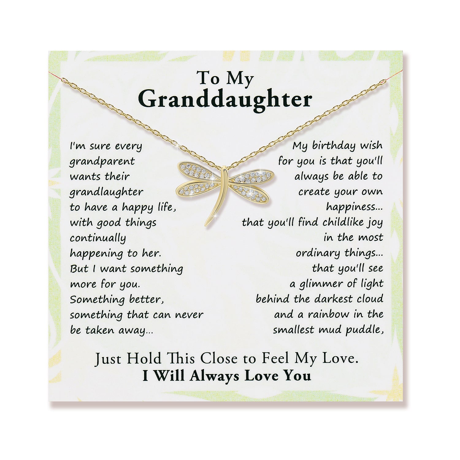 To Granddaughter Dragonfly Necklace
