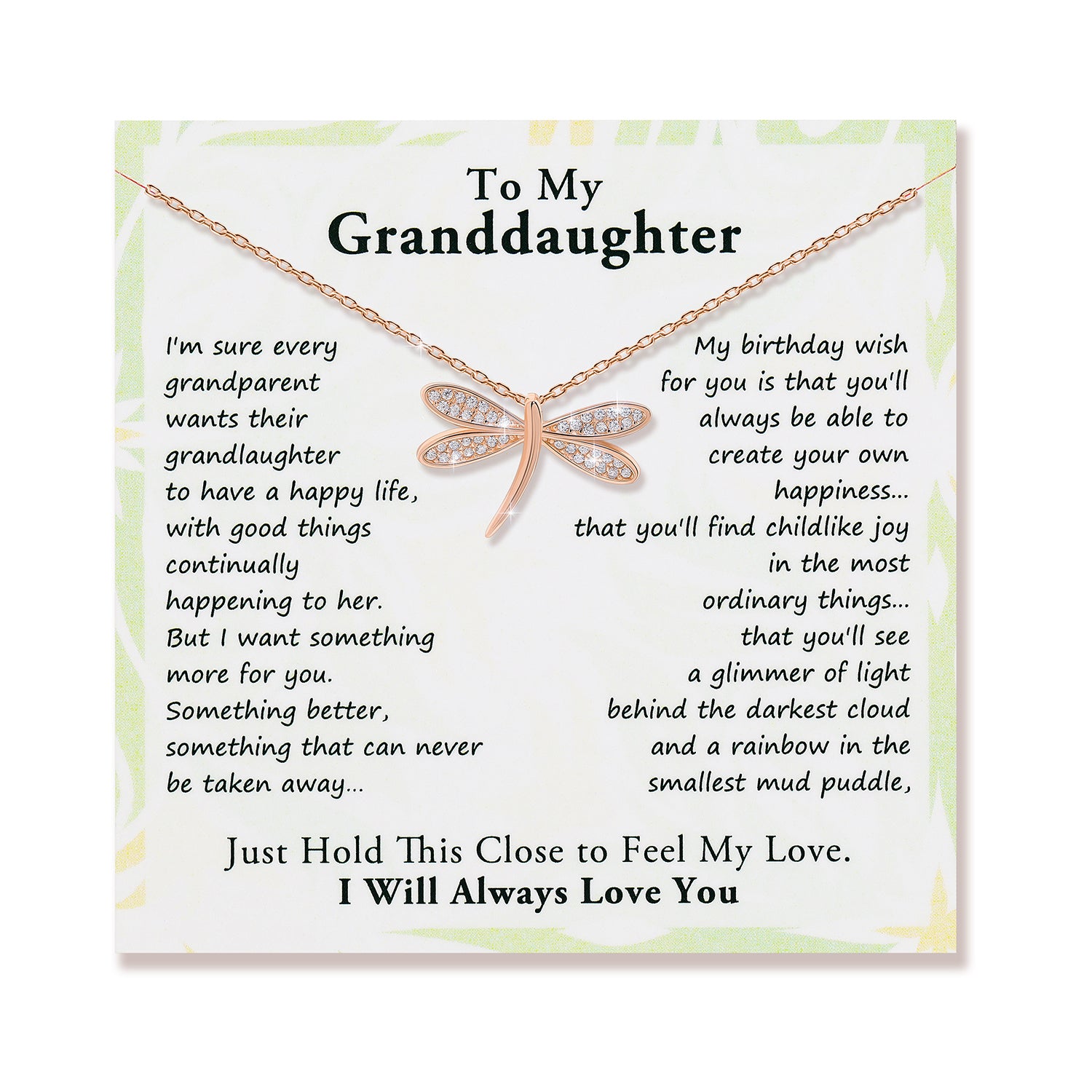 To Granddaughter Dragonfly Necklace
