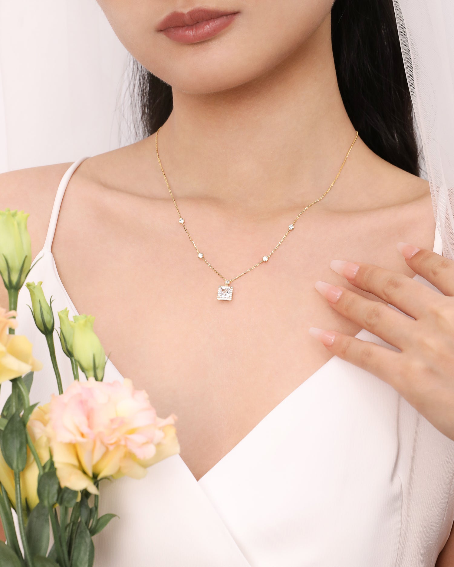 Square Diamond Necklace