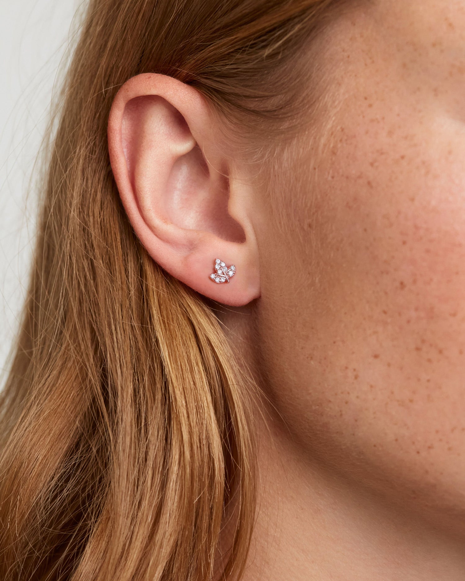 Sparkling Leaf Screw Back Earrings
