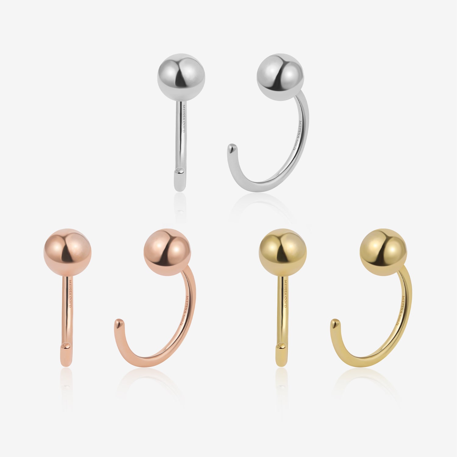 Mini Ball Huggie Hoop Earrings in Solid Gold