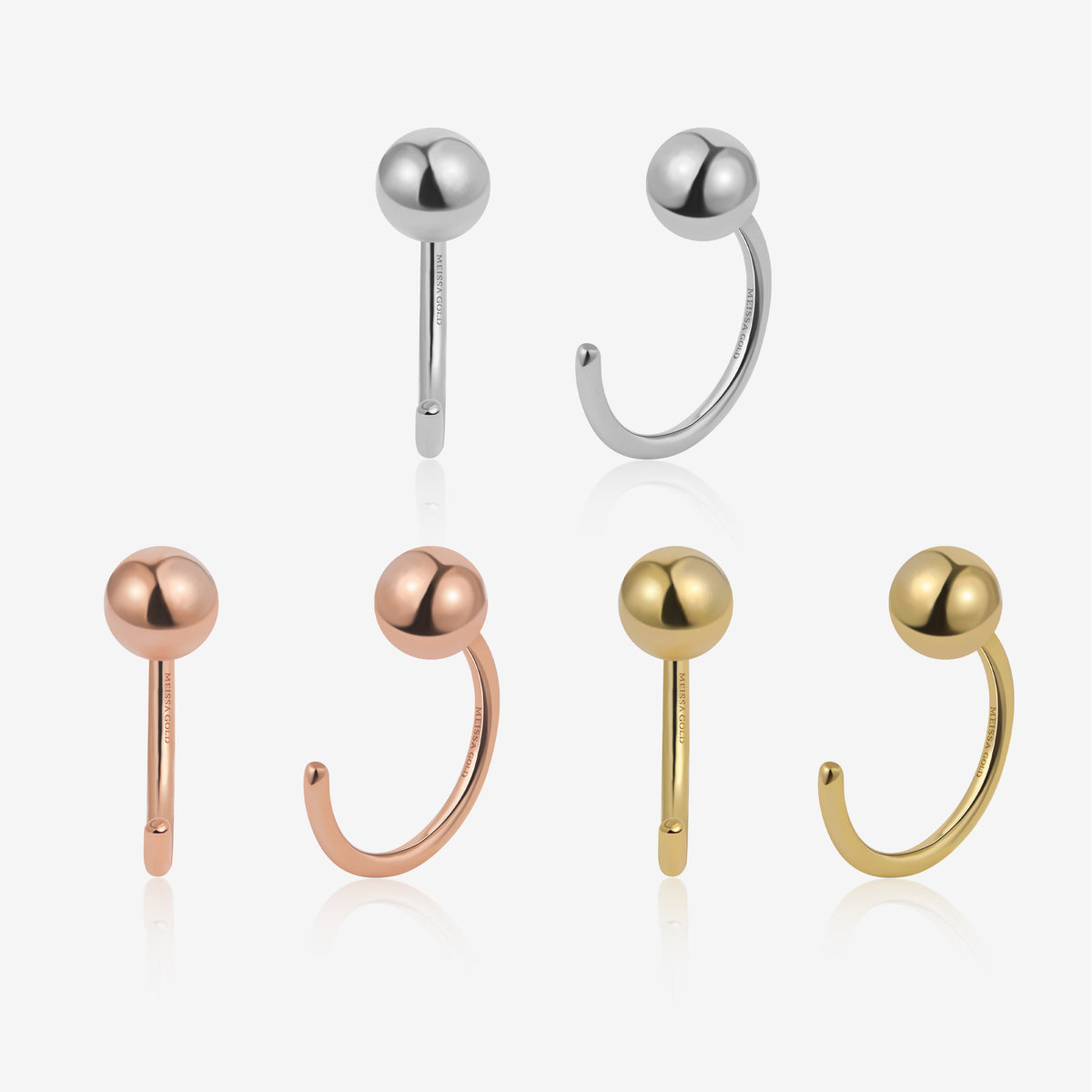 Mini Ball Huggie Hoop Earrings in Solid Gold