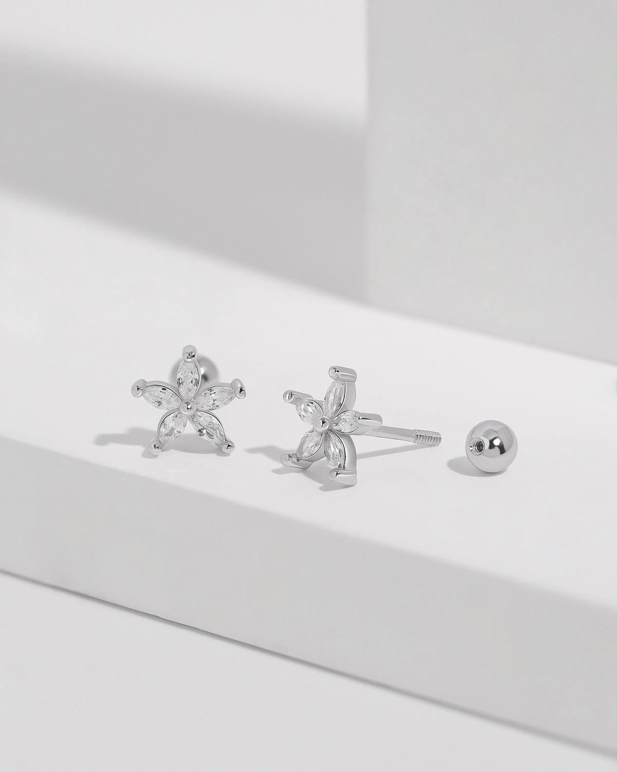 Flower earrings from Spring Meadow Earrings Set in 925 sterling silver with cubic zirconia and ball backs.