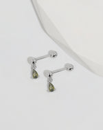 Green cubic zirconia drop earrings from Chain Chic Earrings Set in 925 sterling silver with ball backs.