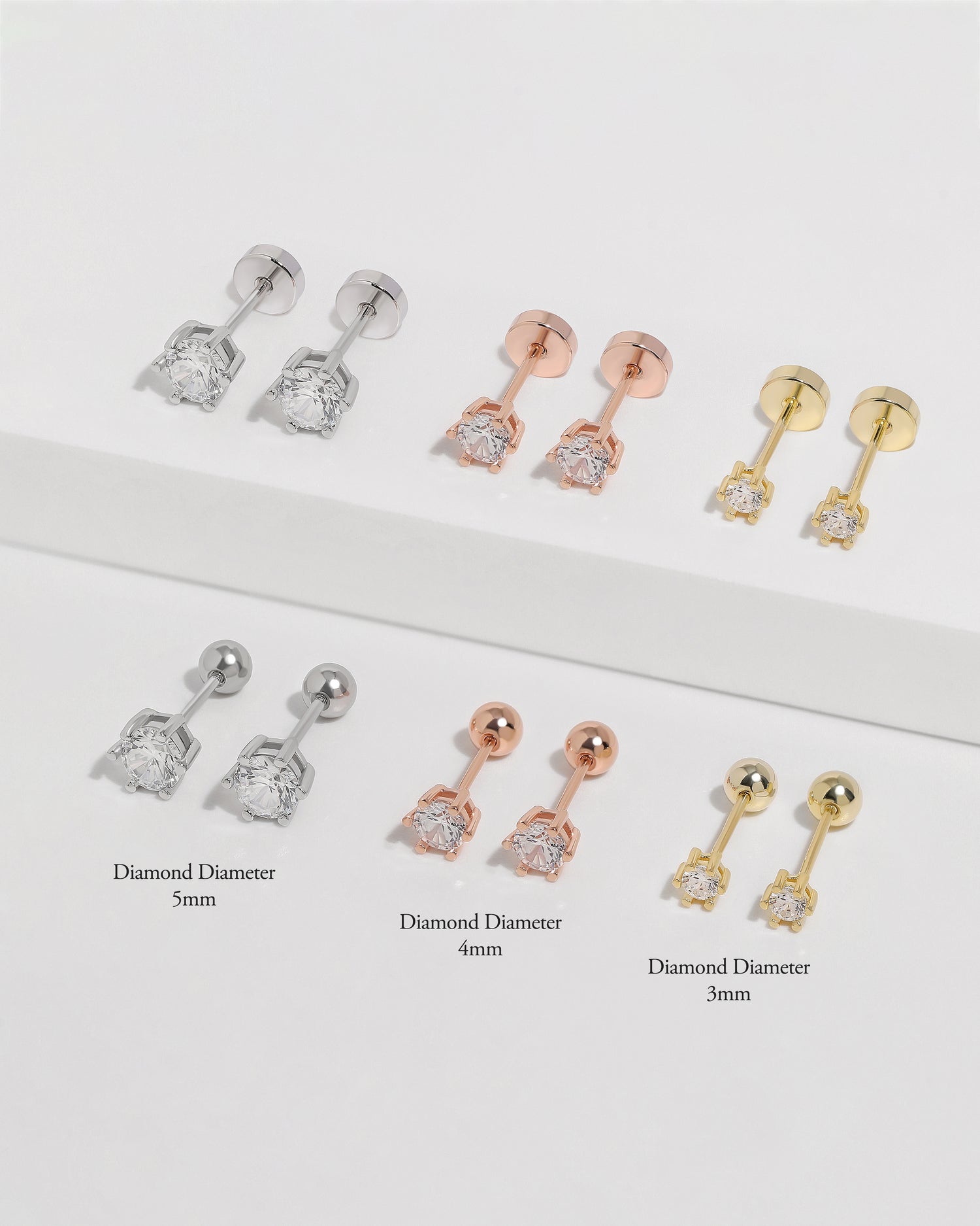 Birthstone Screw Flat Back Earrings