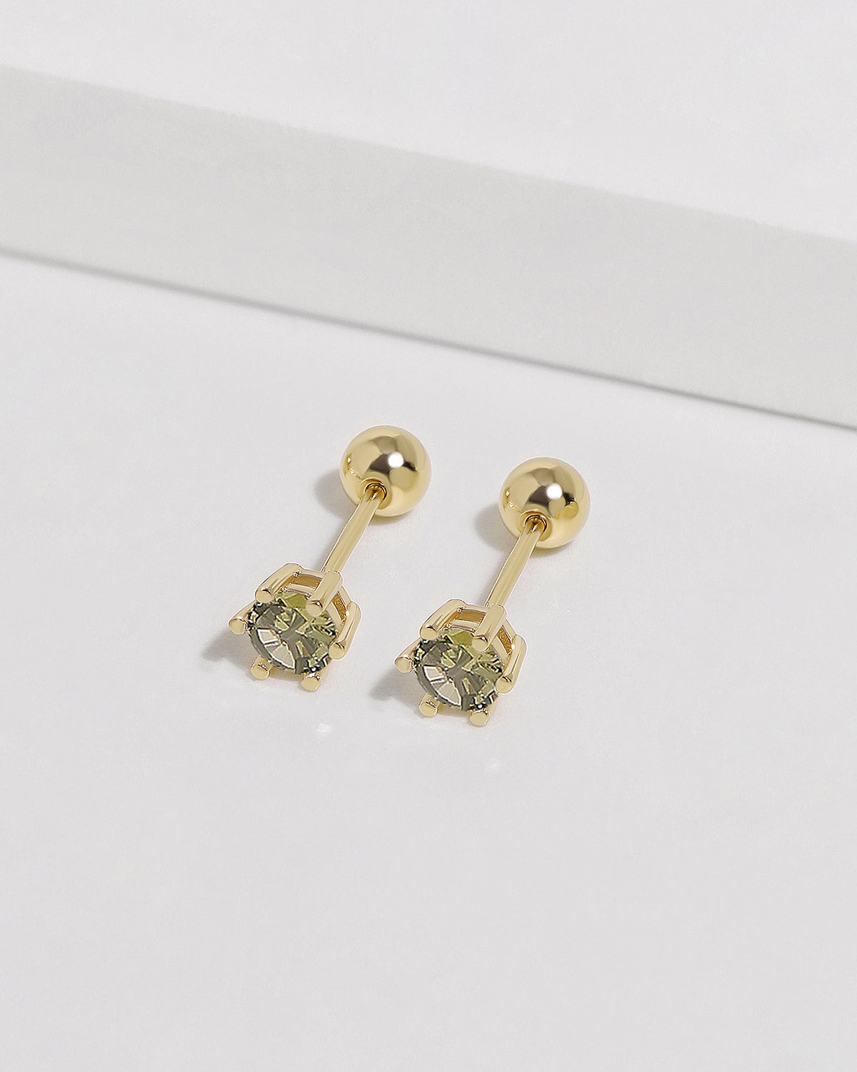 Green stone earrings from Minimalist Touch Earrings Set in 925 sterling silver with ball backs.