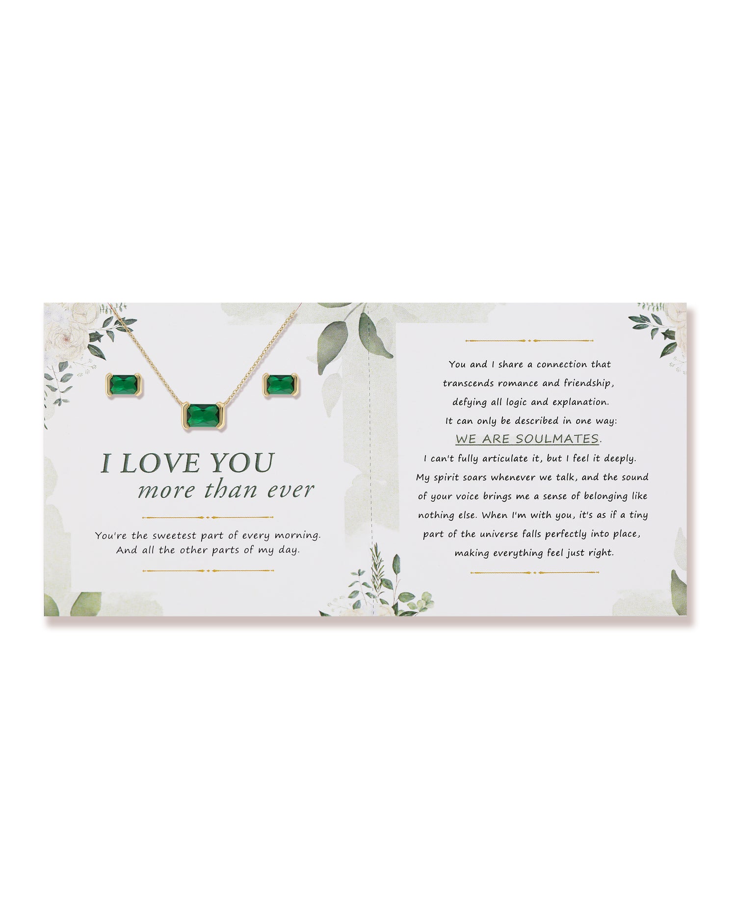 Love You Horizontal Emerald Jewelry Set