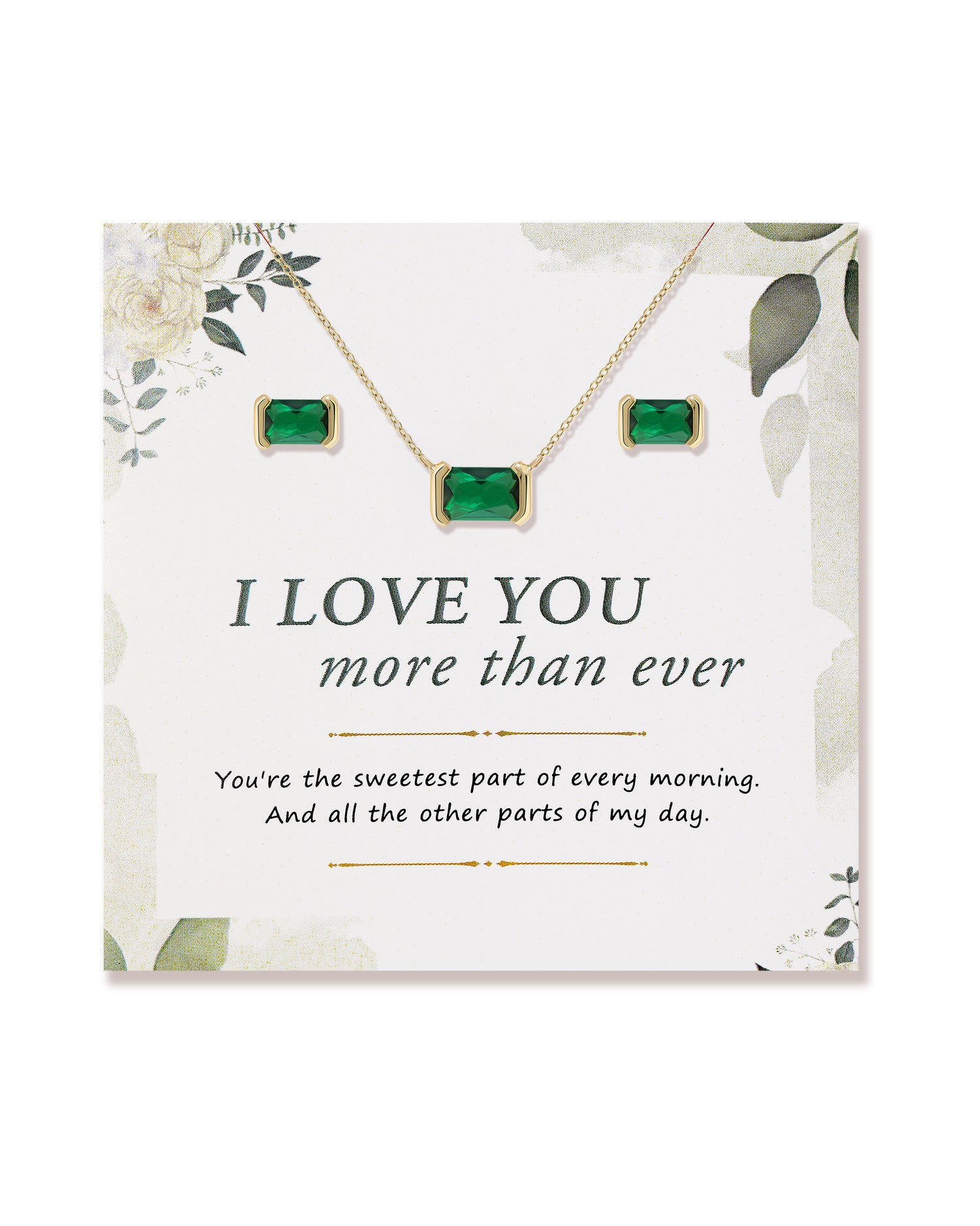 Love You Horizontal Emerald Jewelry Set