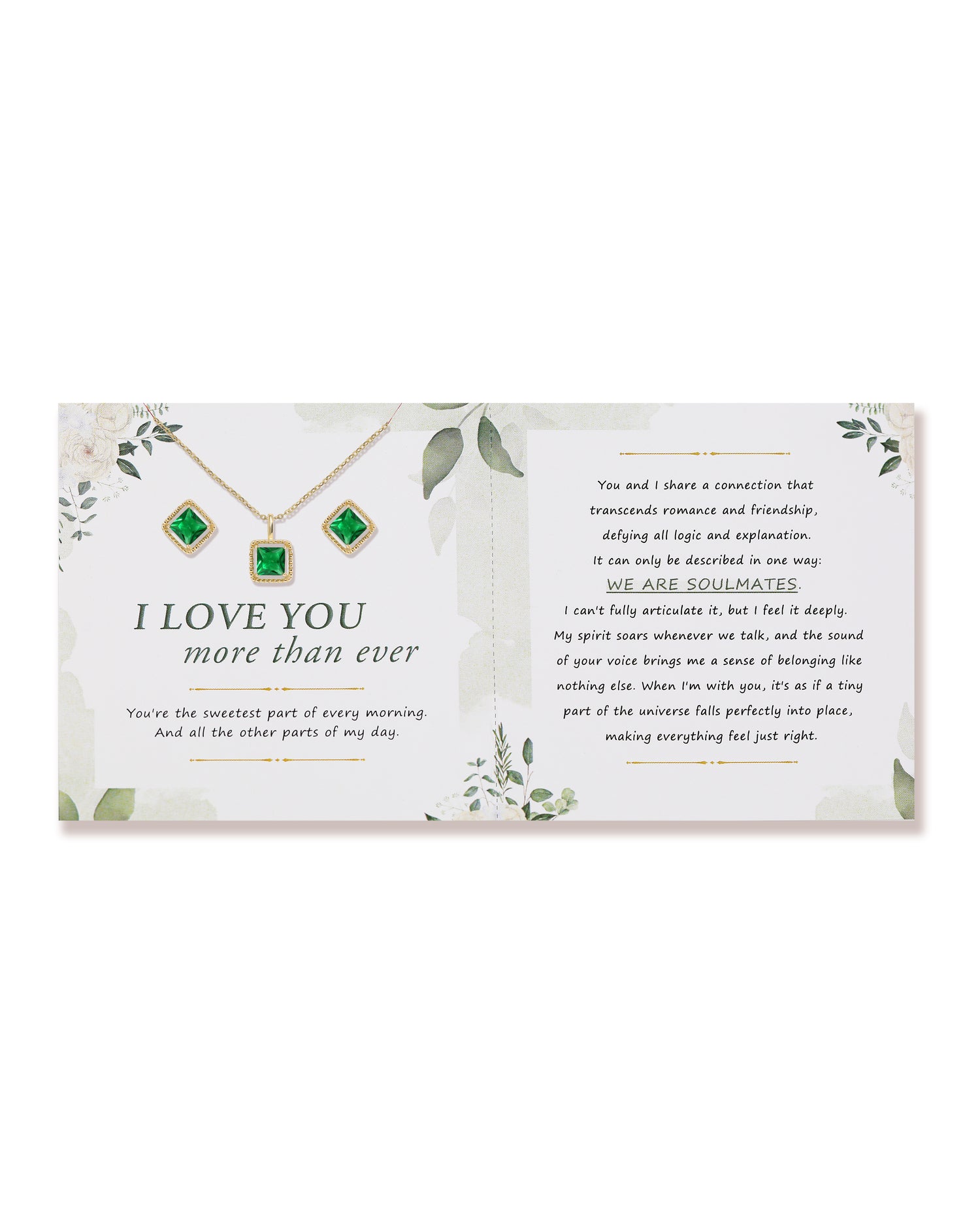 Love You Square Emerald Jewelry Set