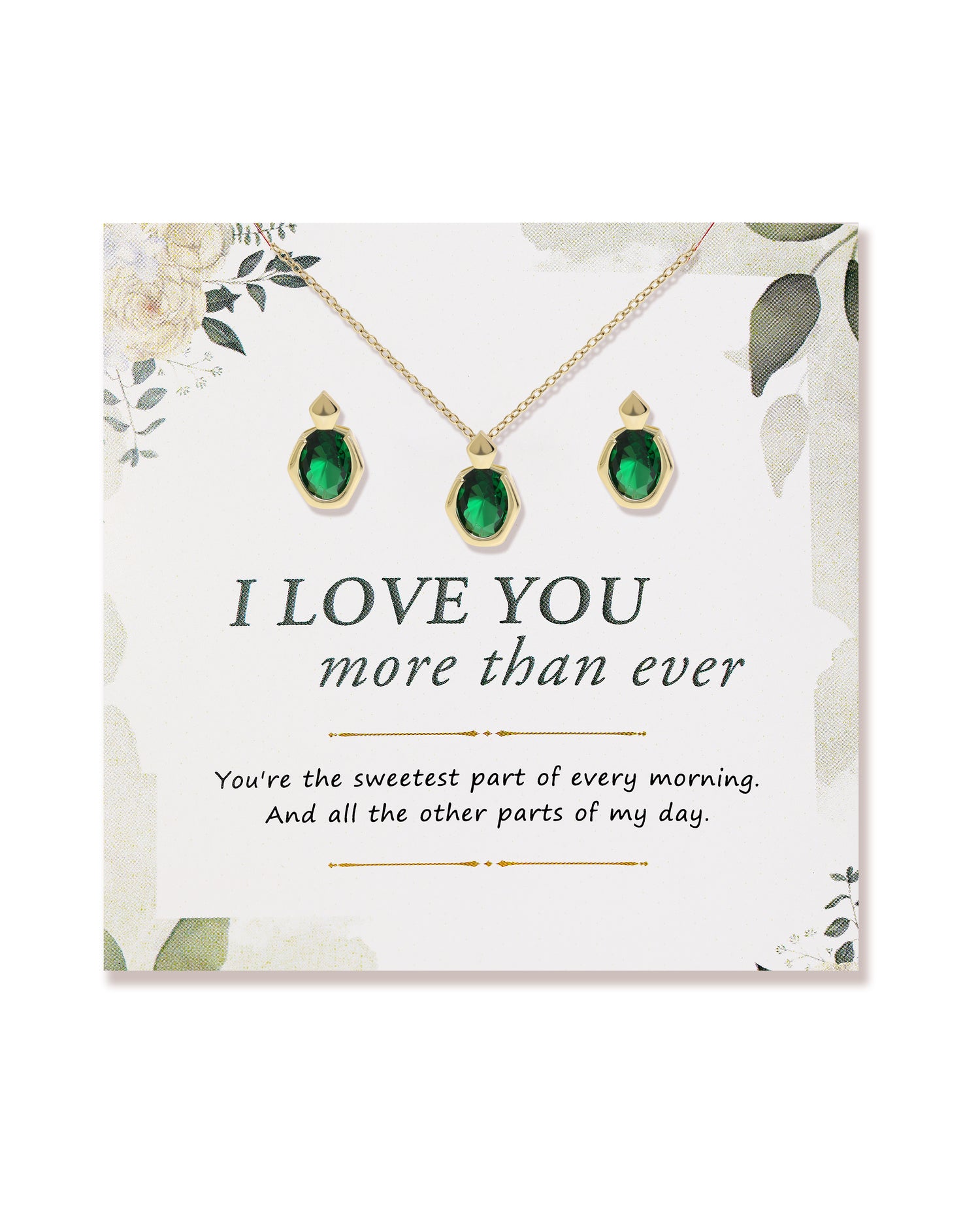 Love You Oval Emerald Jewelry Set