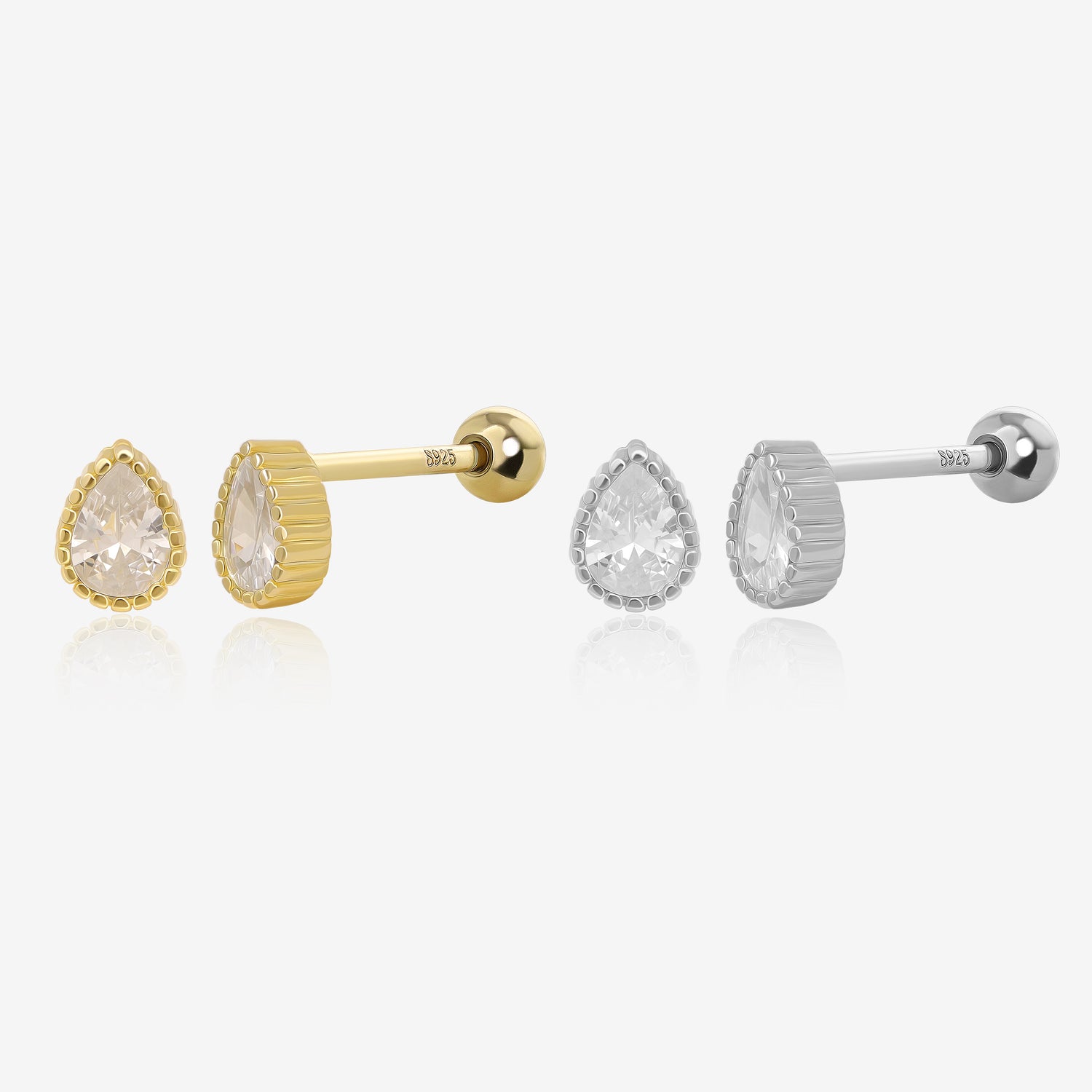Classic Pear Cut Screw Back Earrings