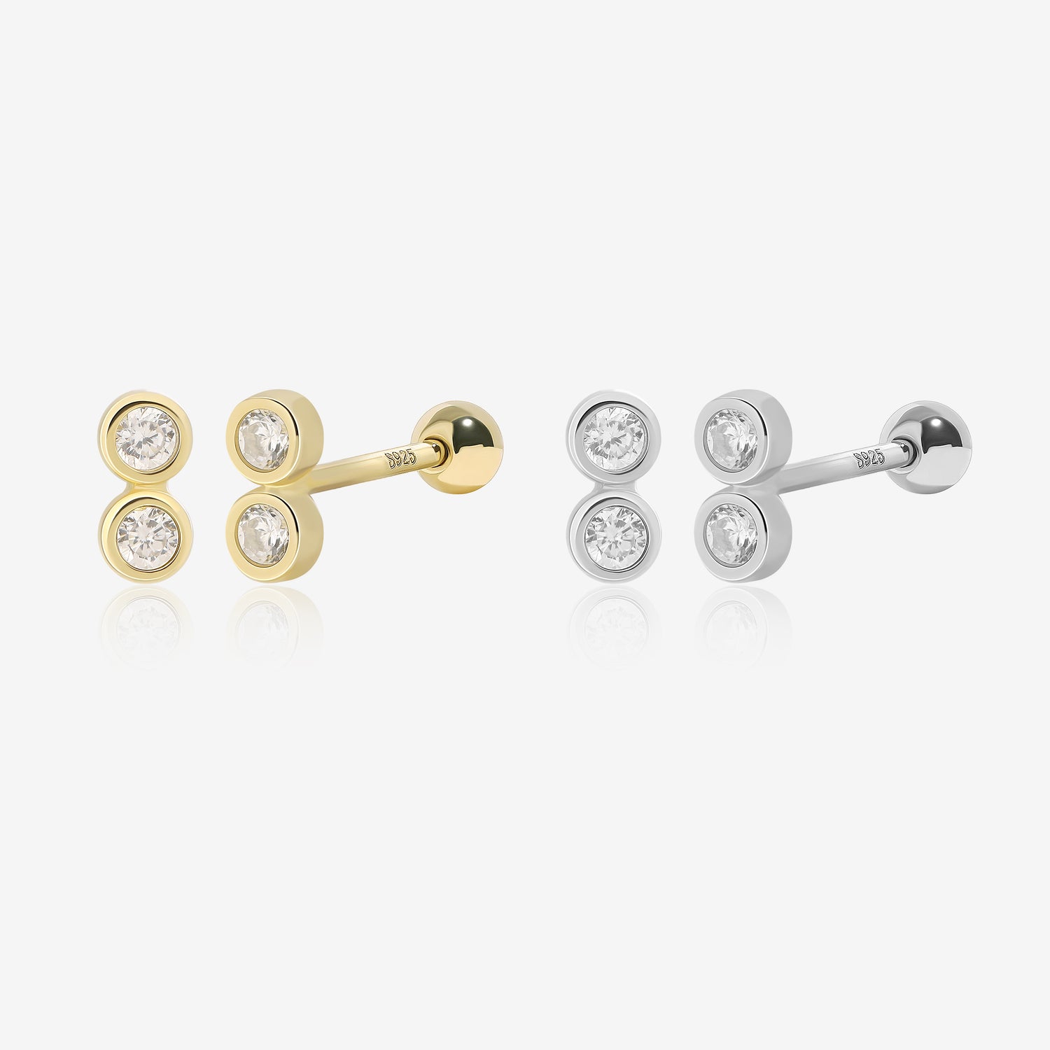 Mini Double Bling Screw Back Earrings
