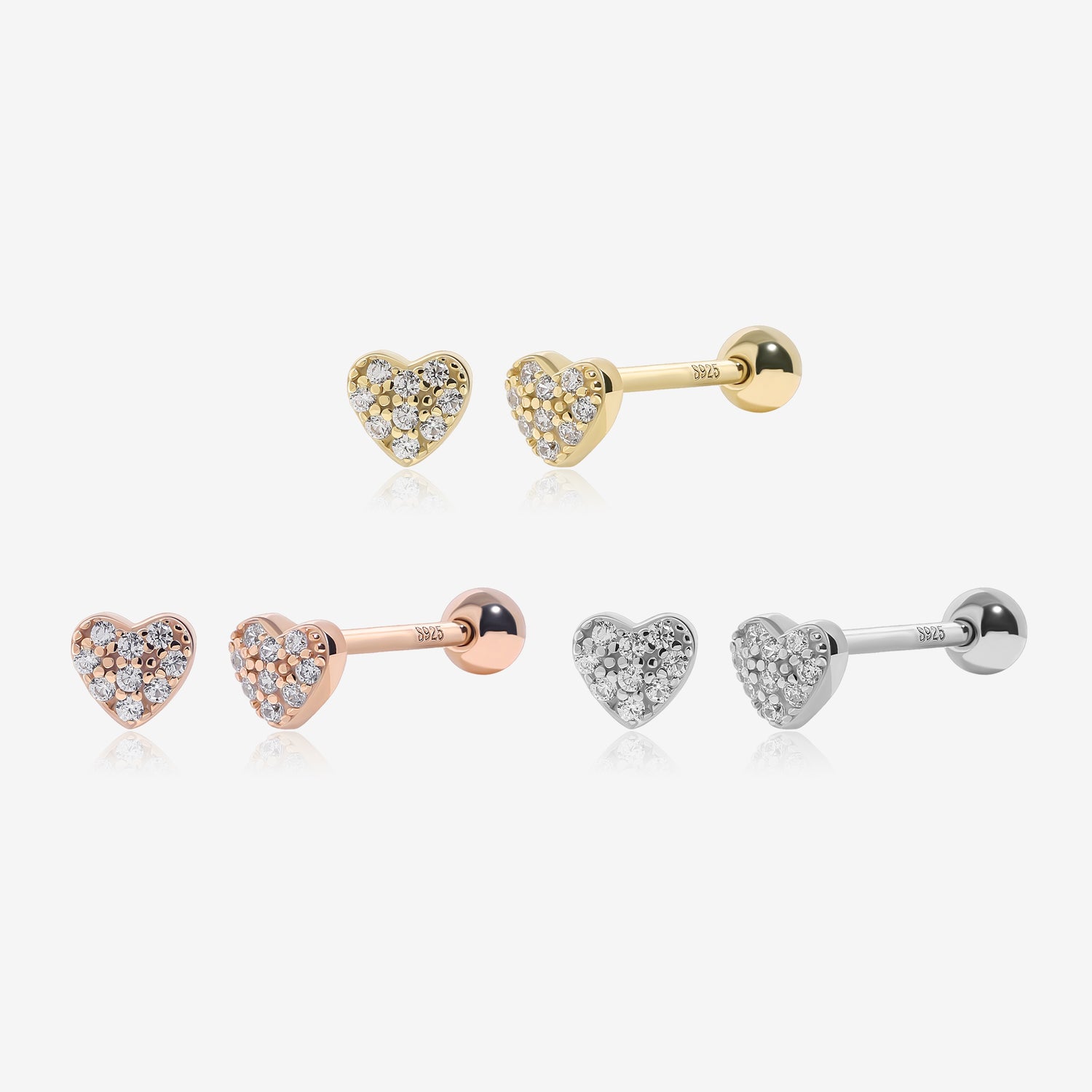 Tiny Heart Screw Back Earrings