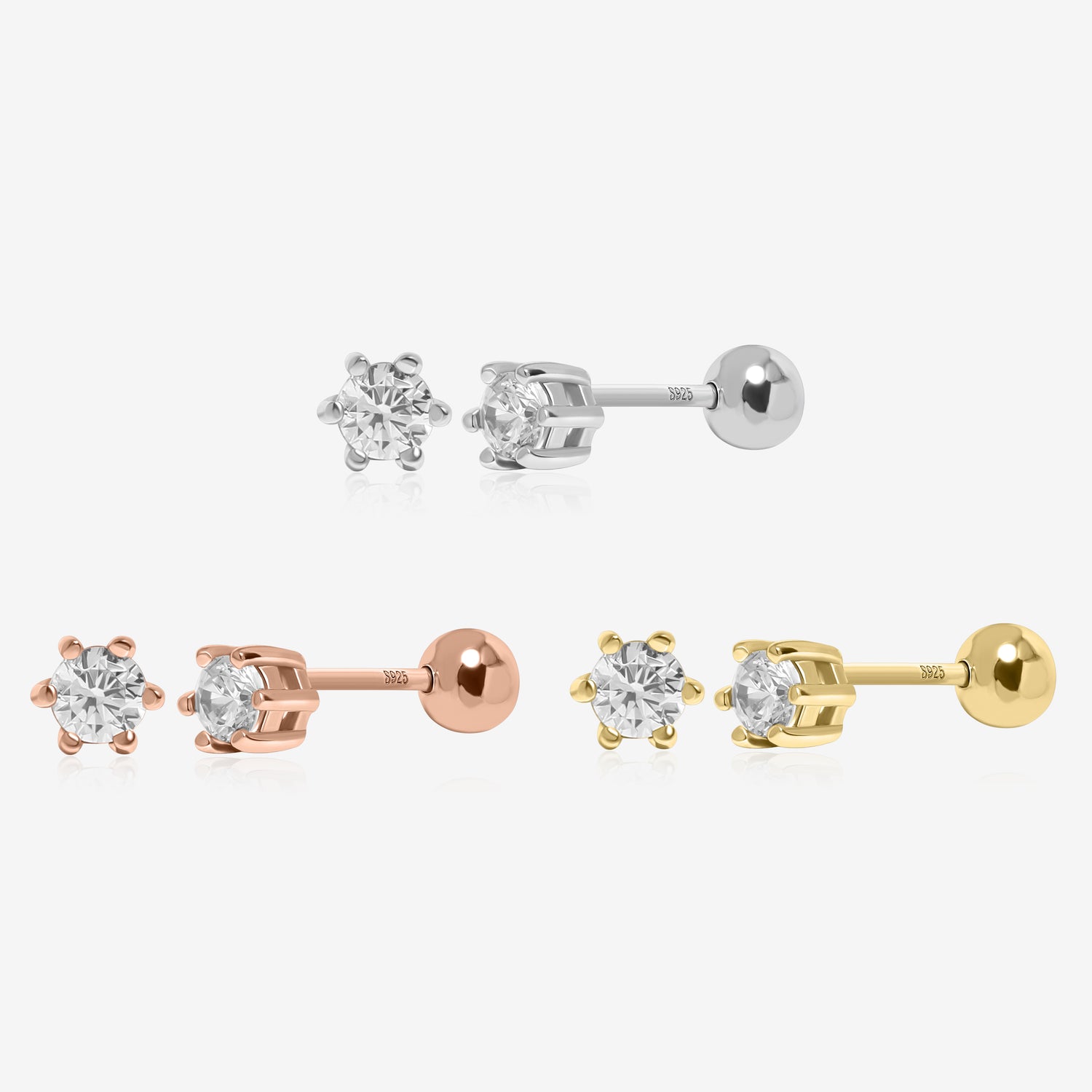 Simple Diamond Screw Back Earrings