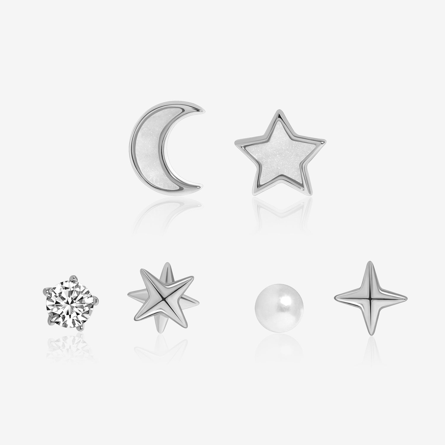 Moon Star Pearl Earring Set