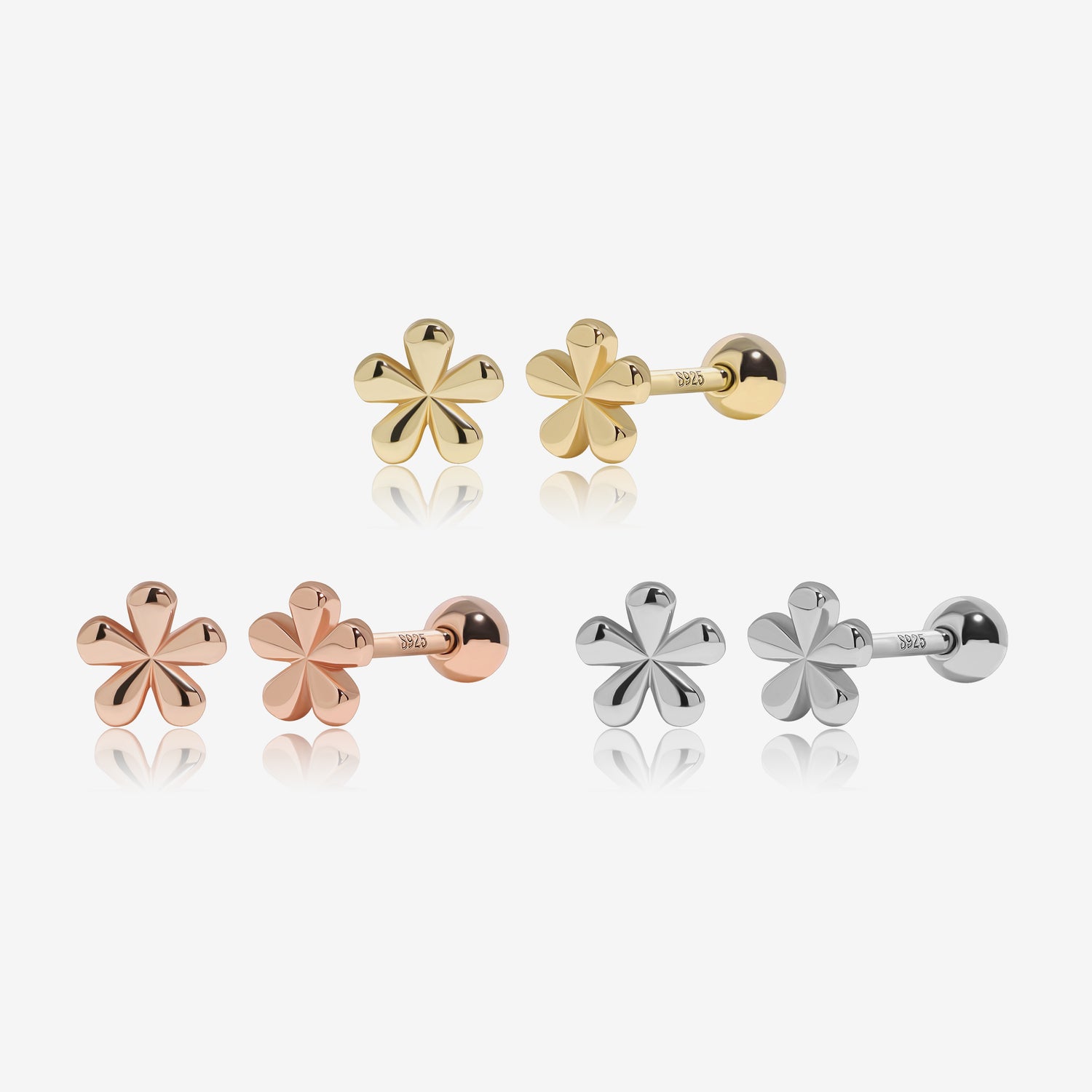 Mini Flower Screw Back Earrings