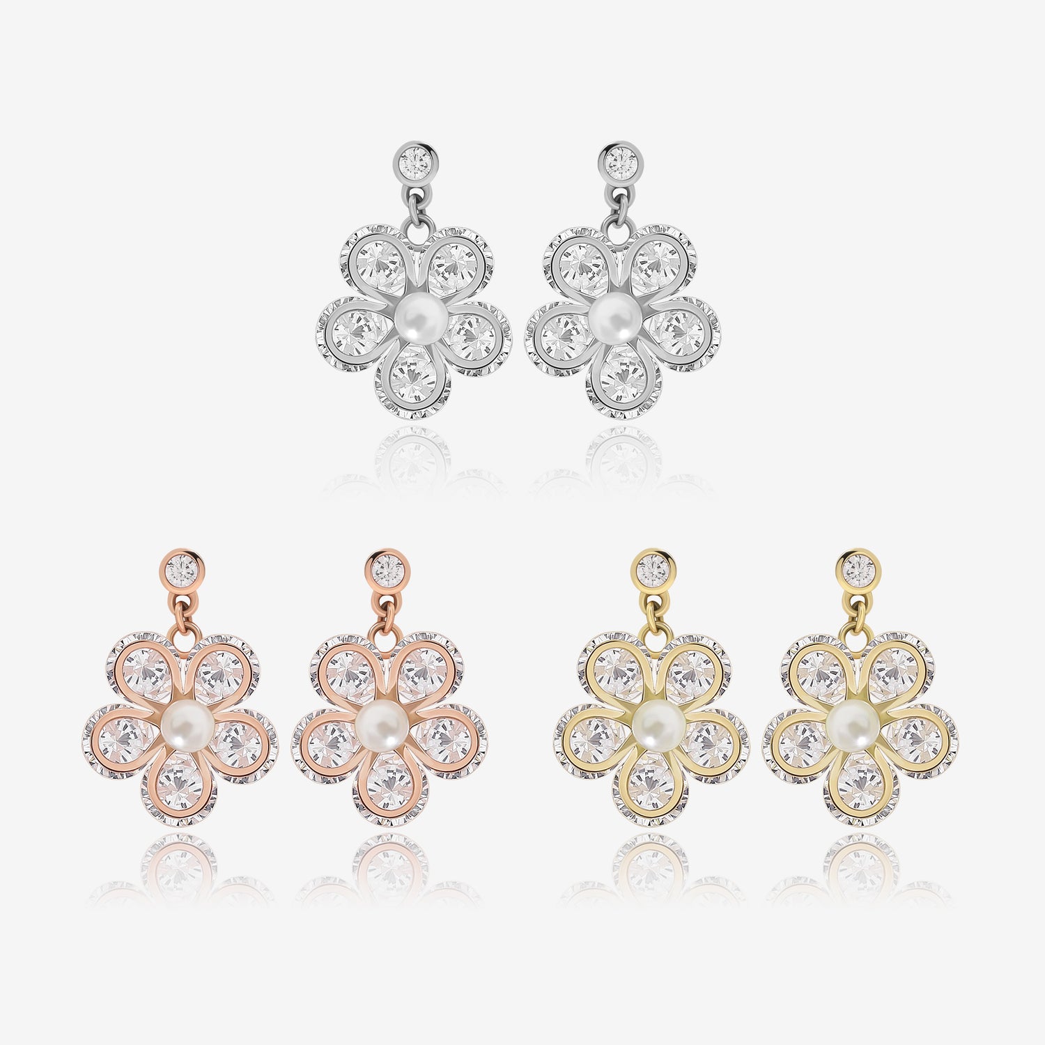 Diamond Flower Earrings