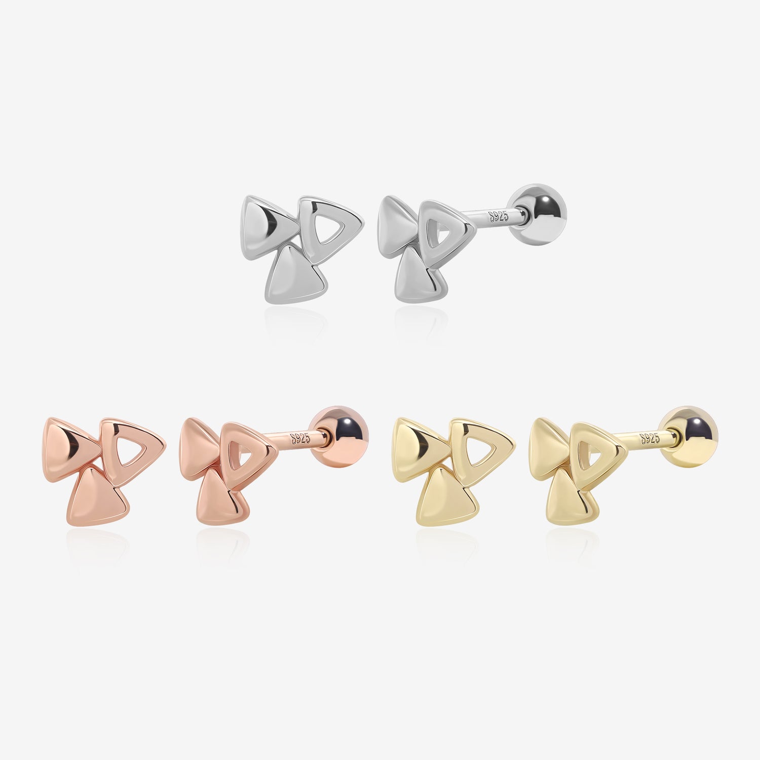 Triangles Screw Back Earrings