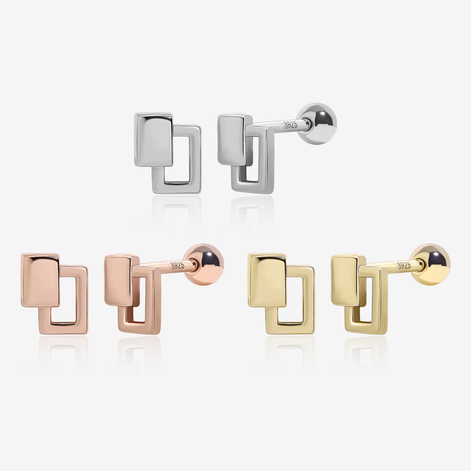 Modern Link Screw Back Earrings