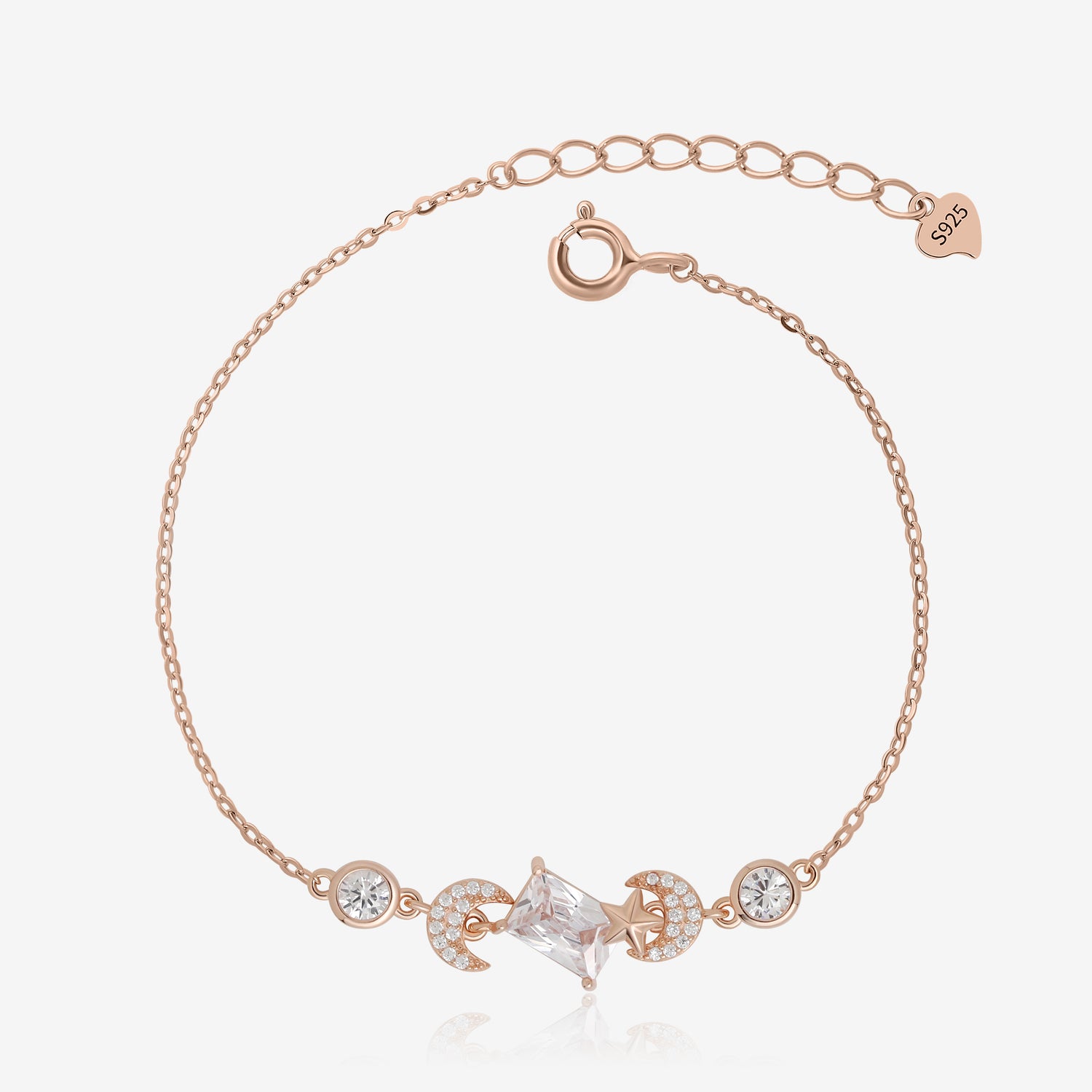 Baguette Diamond Moon Star Bracelet