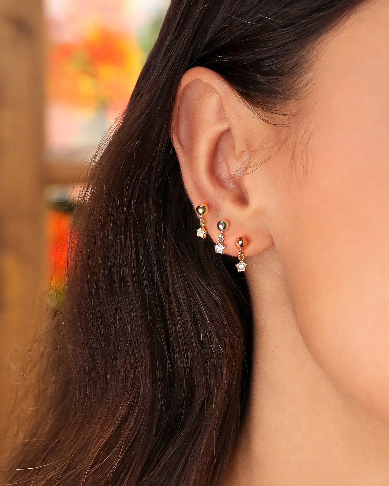 Dazzling Star Dangle Screw Back Earrings