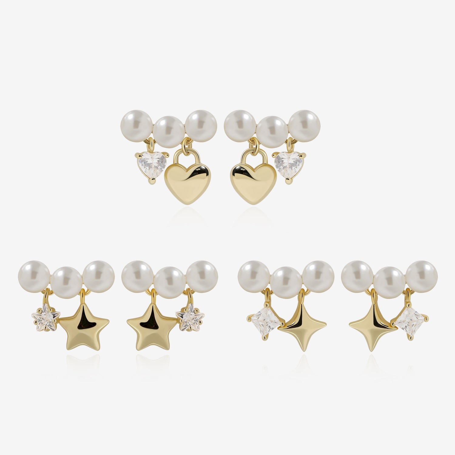 Pearl Dangle Charm Earrings
