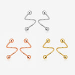 Ball Spiral Screw Back Earrings in 925 sterling silver shown in silver, rose gold and gold color options with a curved spiral design and polished ball ends.